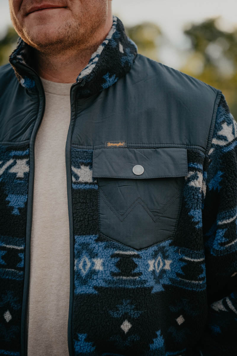 'Midnight Rider' Wrangler Men's Zip Up Aztec Sherpa Jacket (S-XXL)