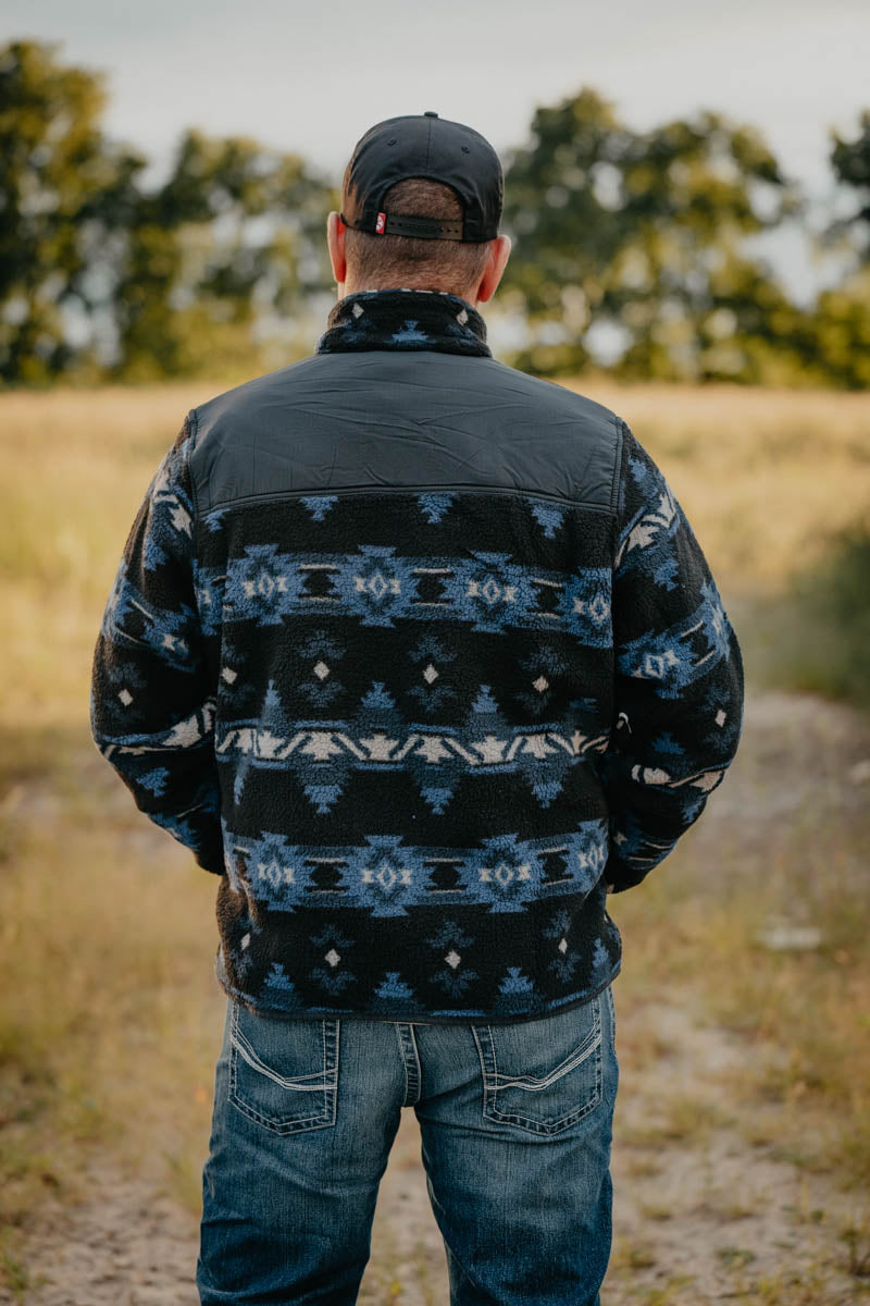 'Midnight Rider' Wrangler Men's Zip Up Aztec Sherpa Jacket (S-XXL)