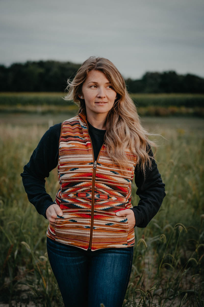 'Laramie' Women's Ariat X Chimayo Reversible Chestnut Vest (XS-XXL)