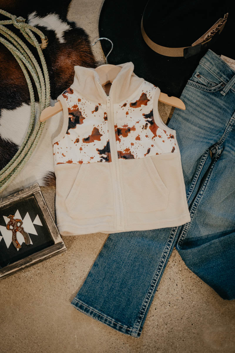 Kid's 'Cowprint' Fleece Vest (6-12M to 5T)