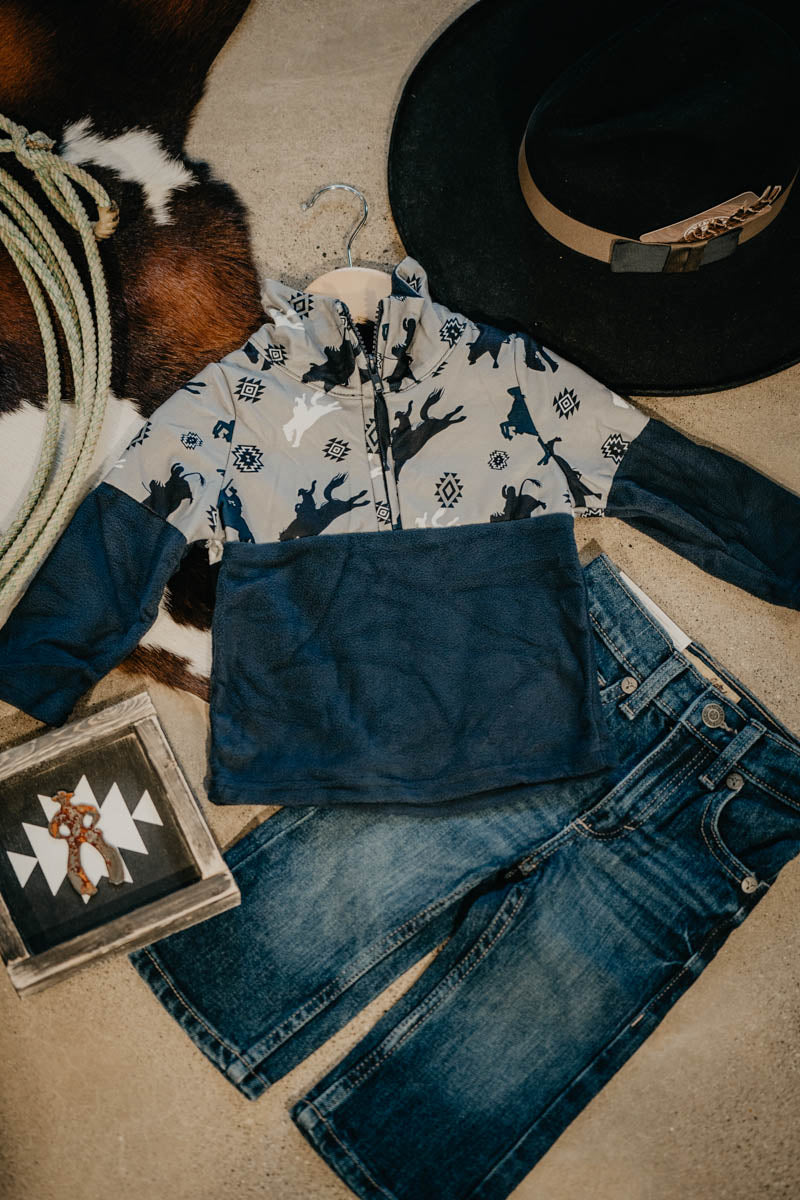 Kid's Navy & Grey 'Roughstock' 1/4 Zip Pullover (6-12M to 7T)
