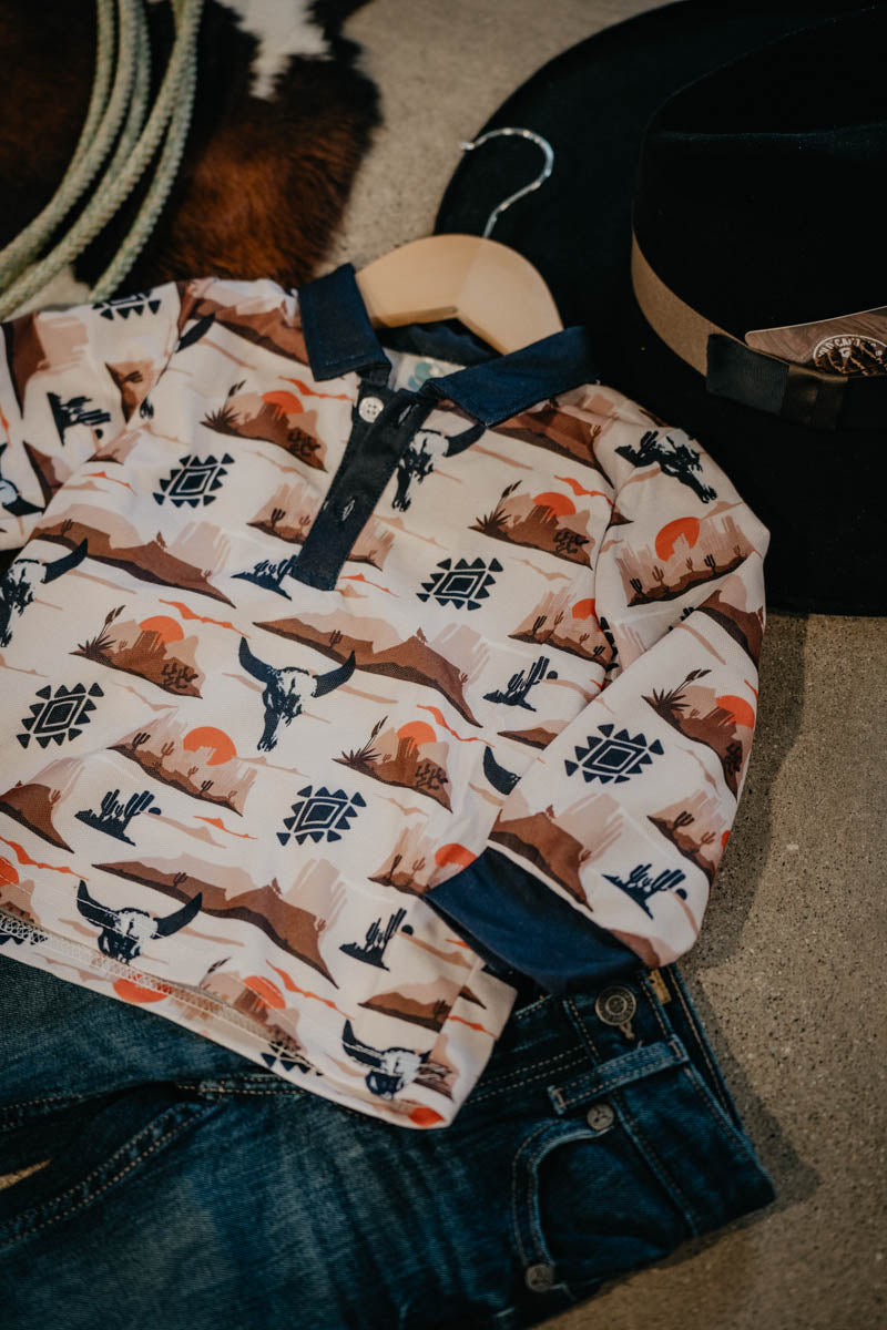 Desert Printed Youth Long Sleeve Polo Shirt (2T to 7T)