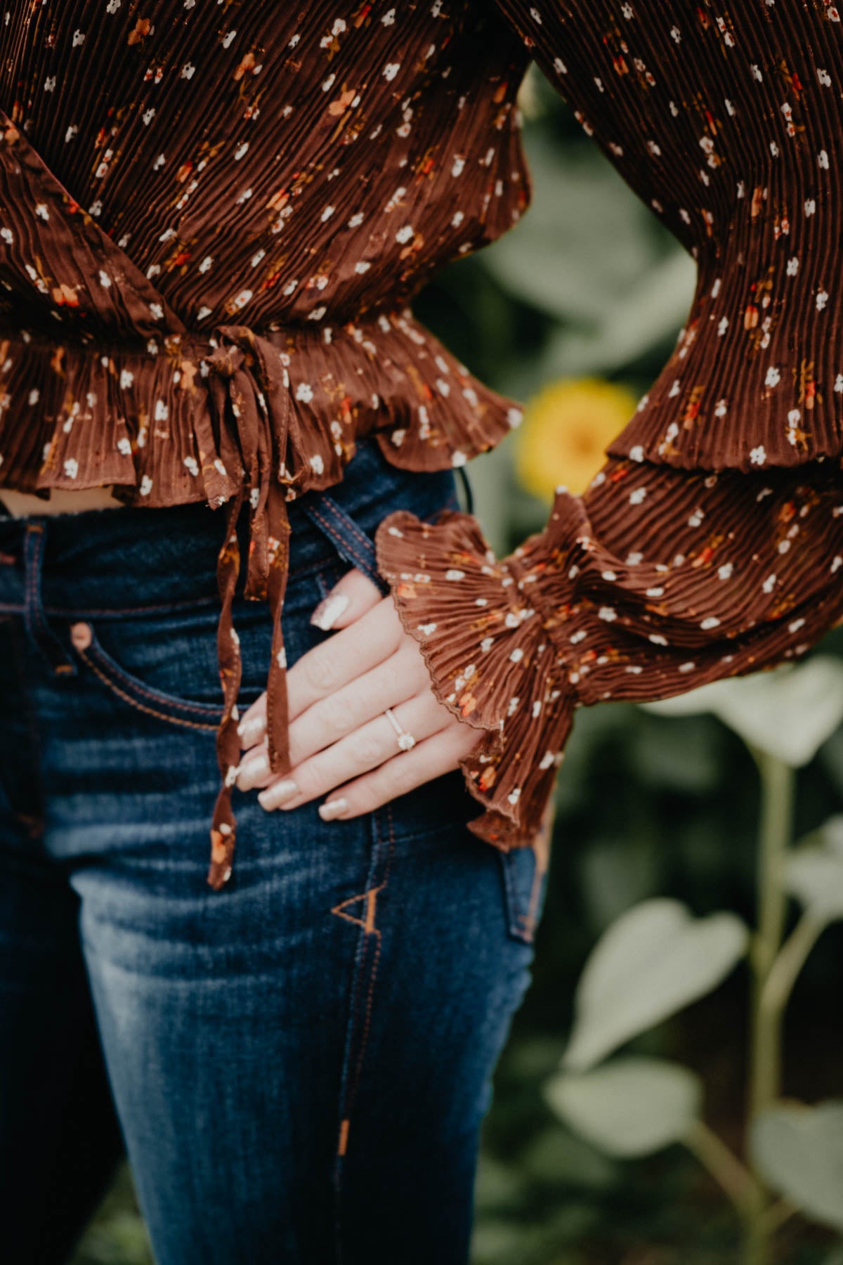 'Colts Crossing' Floral Printed Wrap Blouse with Ruffle Details (S-L)