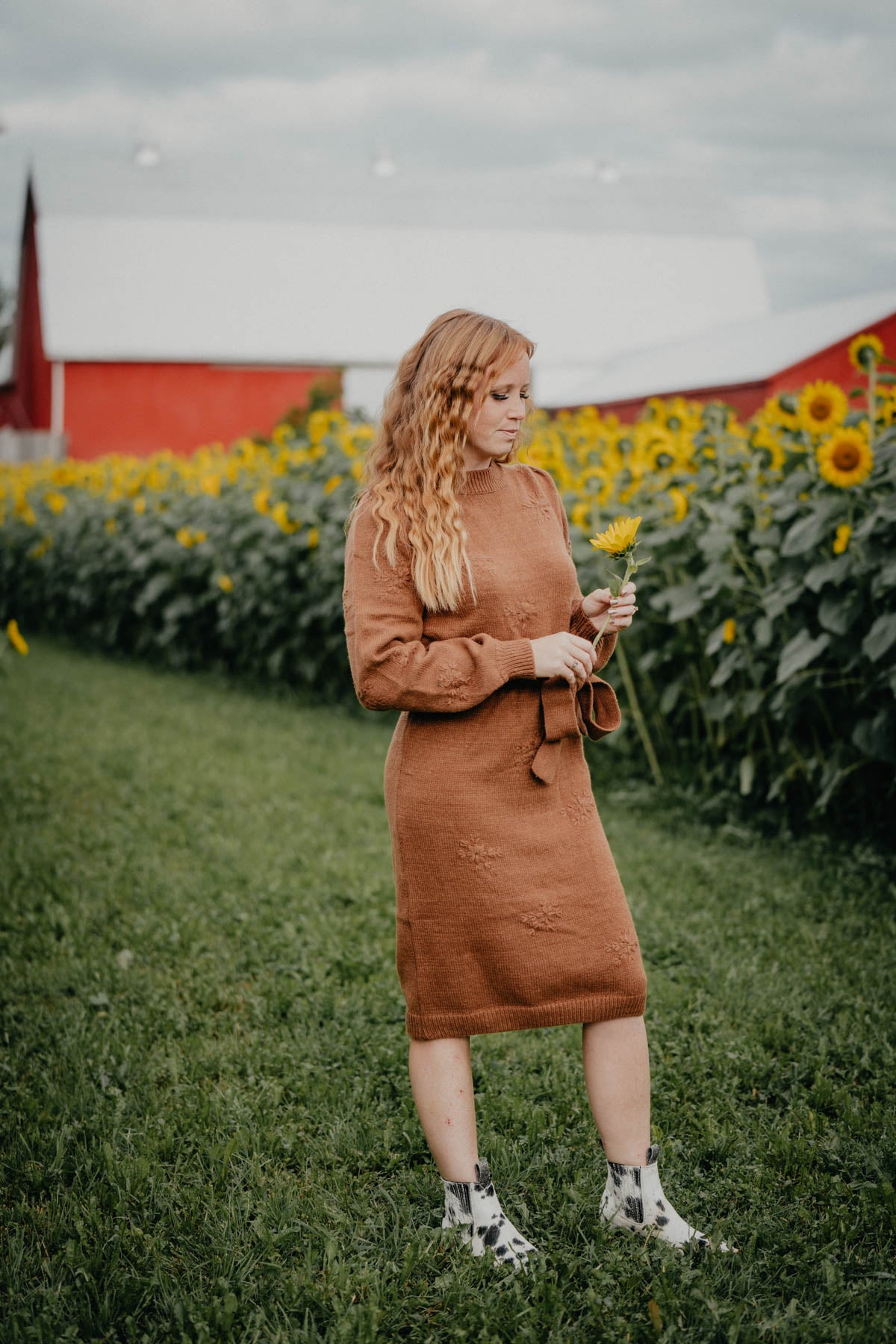 'Talon's Pass' Sweater Dress with Embroidered Flowers (S-L)