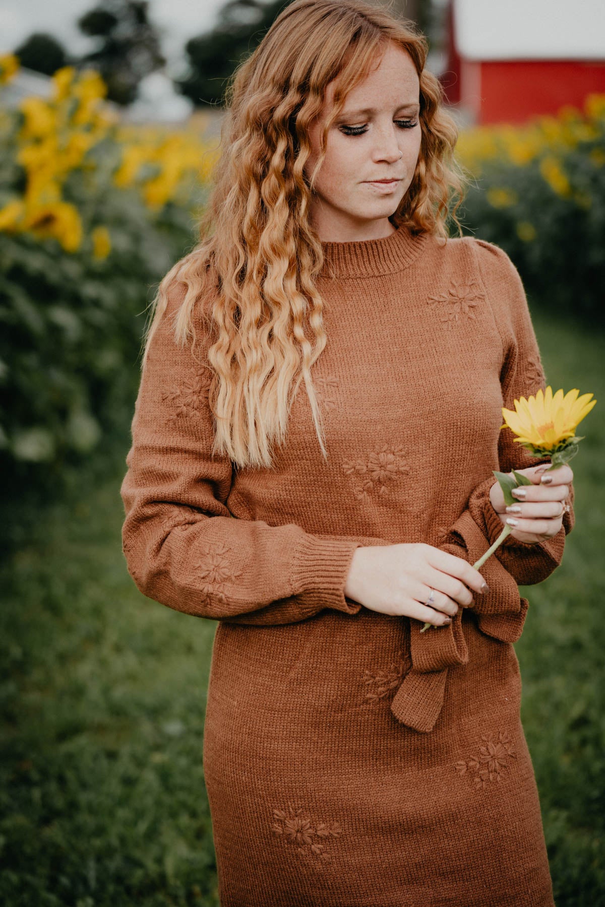 'Talon's Pass' Sweater Dress with Embroidered Flowers (S-L)