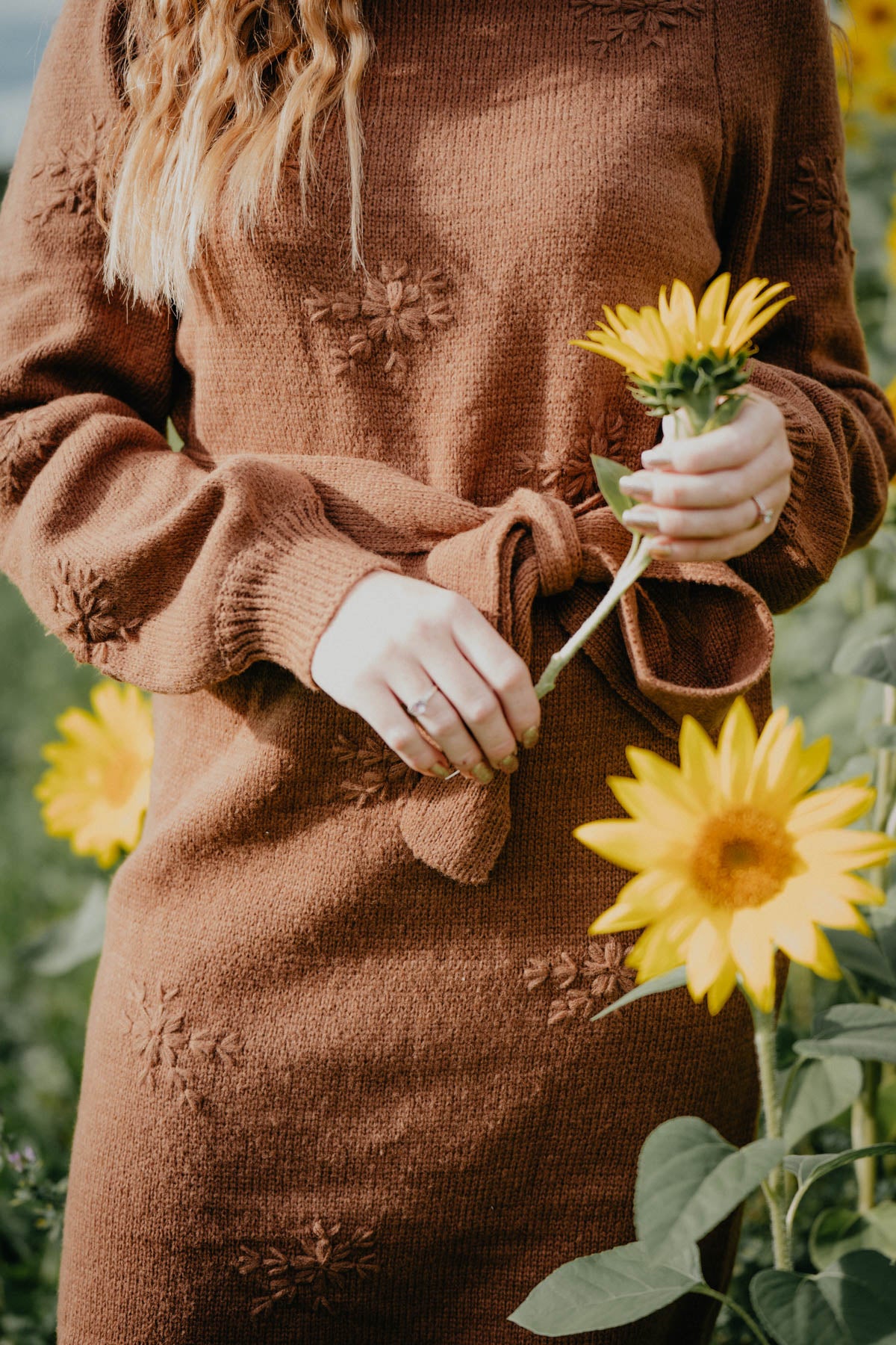 'Talon's Pass' Sweater Dress with Embroidered Flowers (S-L)
