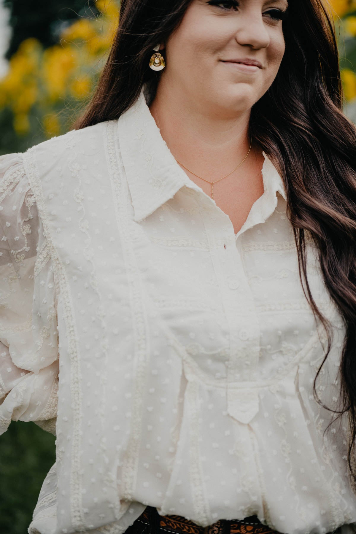 'White Canyon' Cream Embroidered Oversized Tunic Top (S-L)