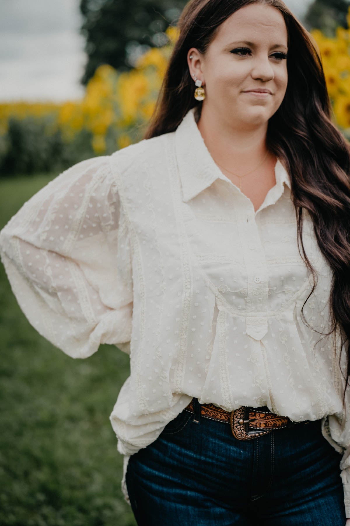 'White Canyon' Cream Embroidered Oversized Tunic Top (S-L)