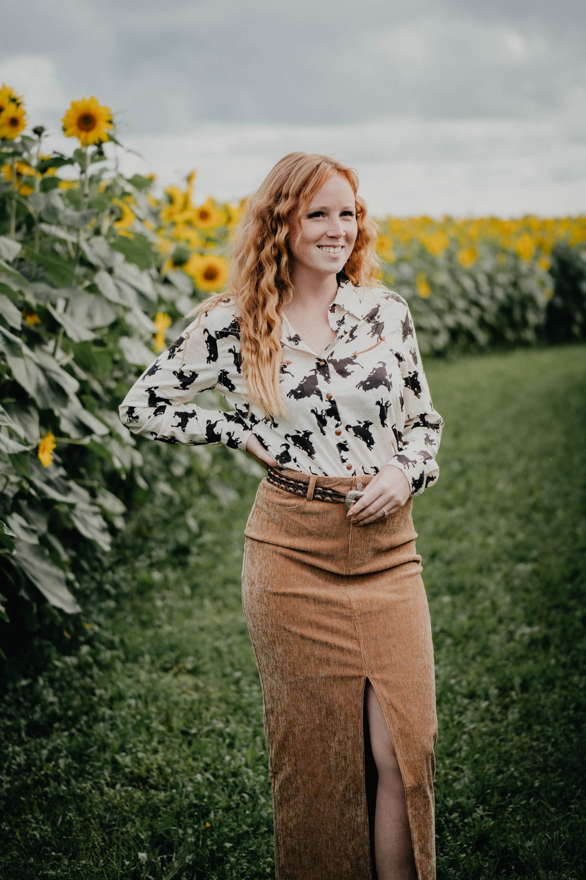 'Lawless River' Tan Corduroy Midi Skirt (S-L)