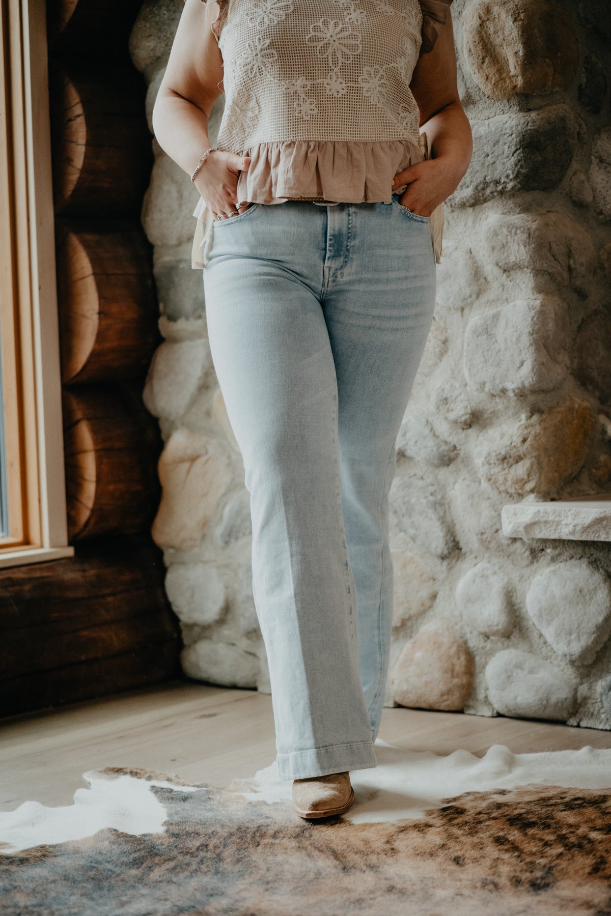 'Malibu Sky' Light Wash Dojo Trouser Jean by 7FMK (Sizes 25-32 Tailorless 32" Inseam)