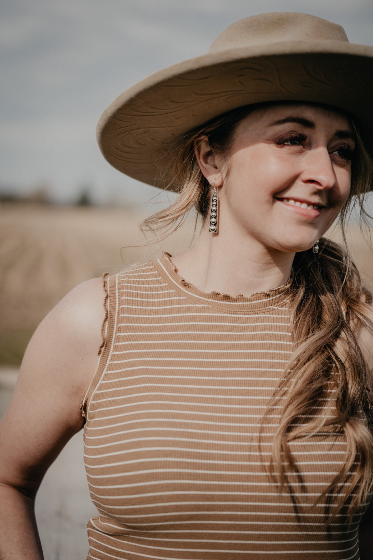 'Oaklee' Striped Fitted Sleeveless Top (S - L)