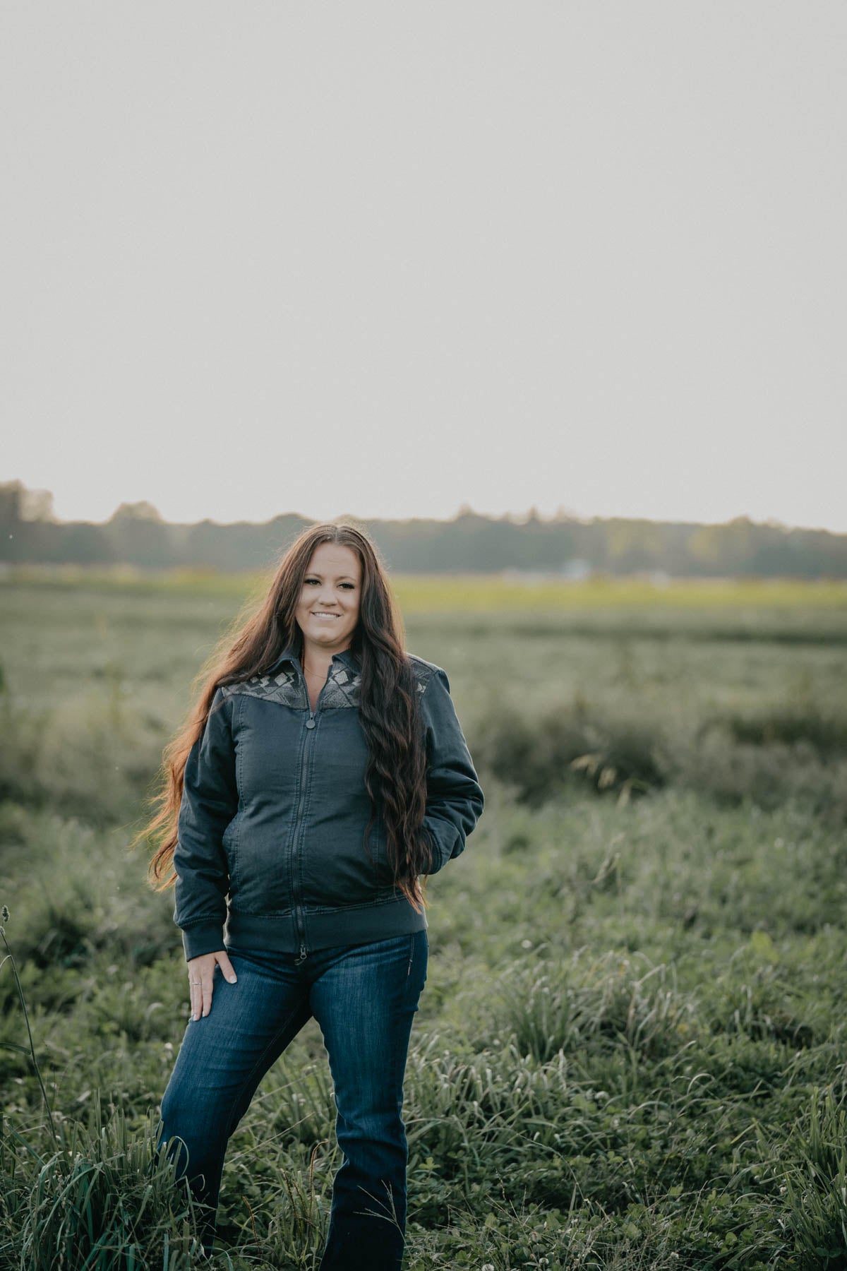 'Maddie' Navy Jacket with Aztec Yoke by Outback (S - 2XL)