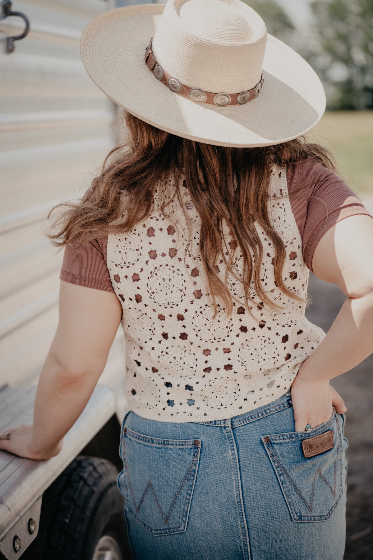 'Faye' Natural Crochet Vest (S/M, M/L)