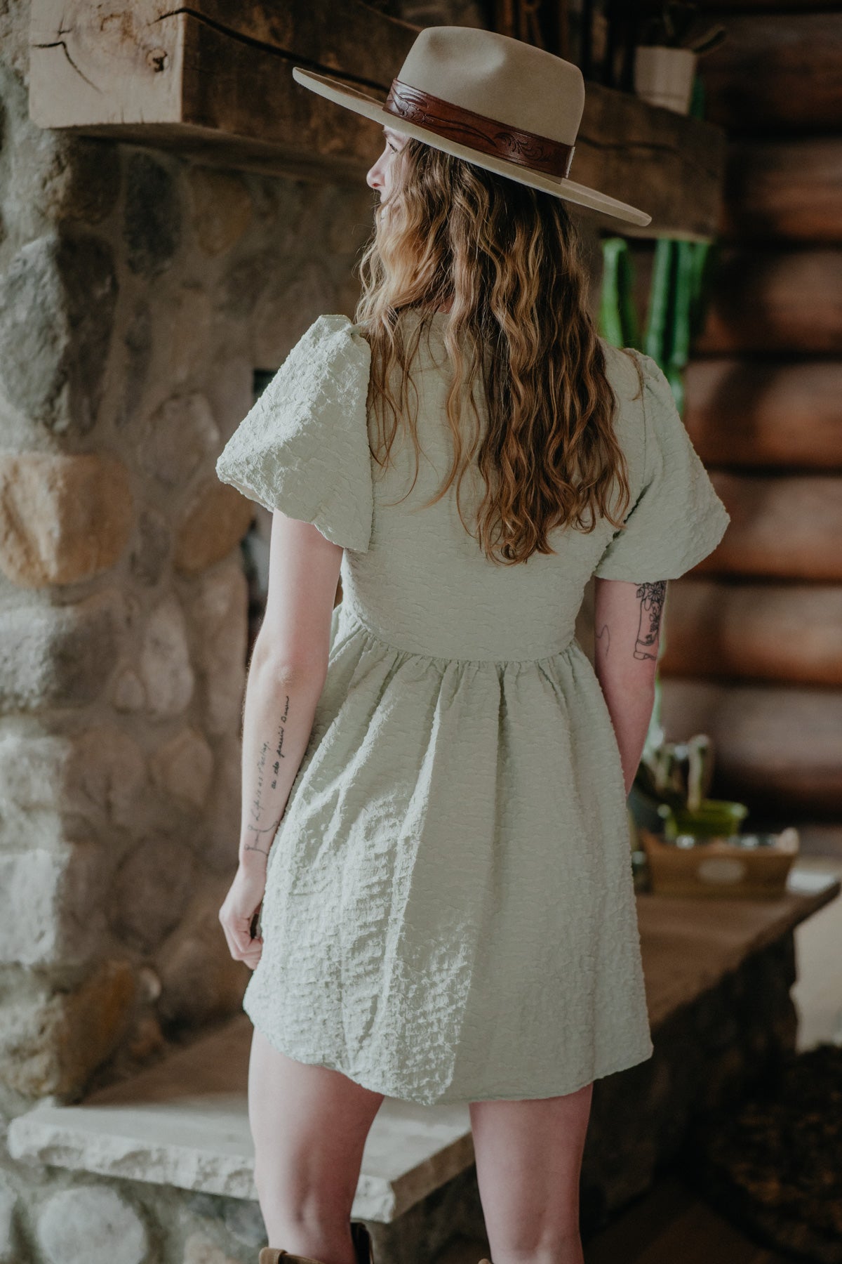'May' Soft Sage Bow Tie Front Dress (S-L)