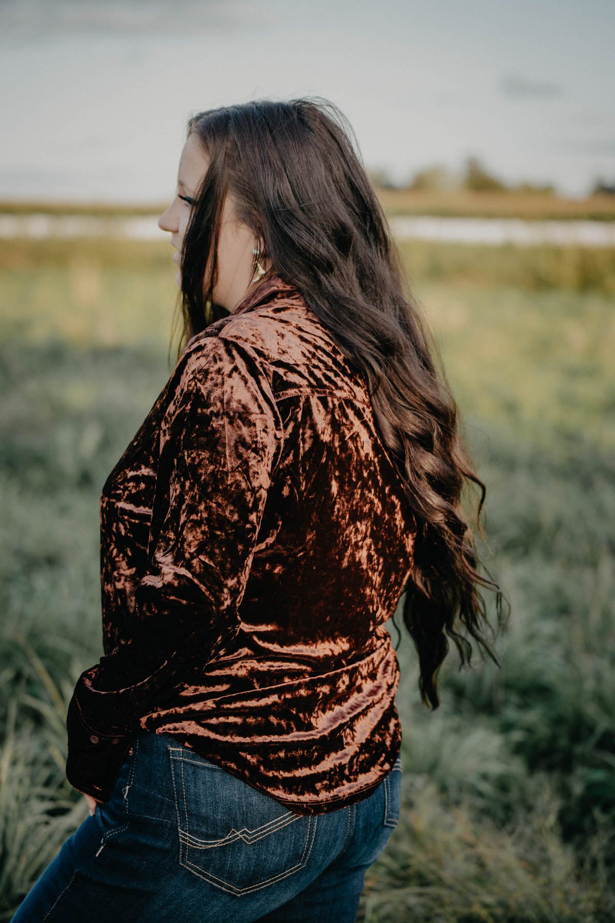 'Desert Water' Chocolate Suede Button Up Shirt (S-L)
