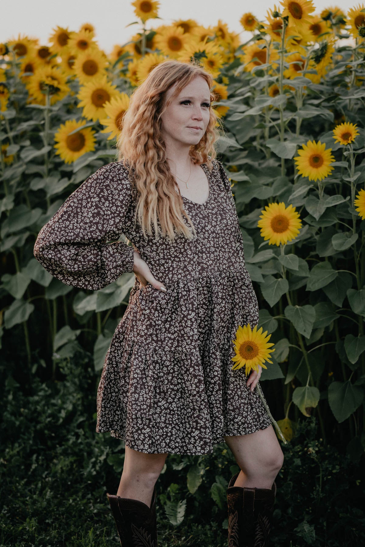 'Devil's River' Corduroy Floral Print Tiered Mini Dress (S-L)
