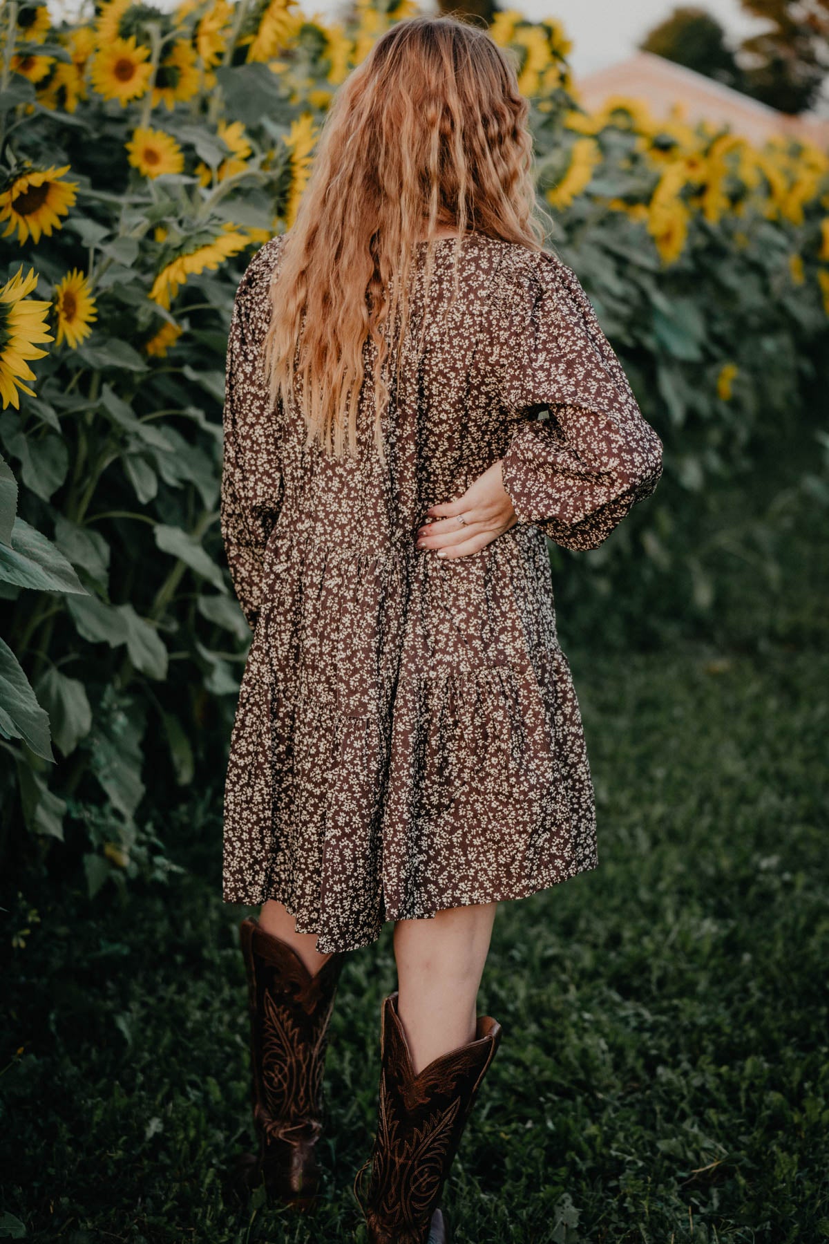 'Devil's River' Corduroy Floral Print Tiered Mini Dress (S-L)