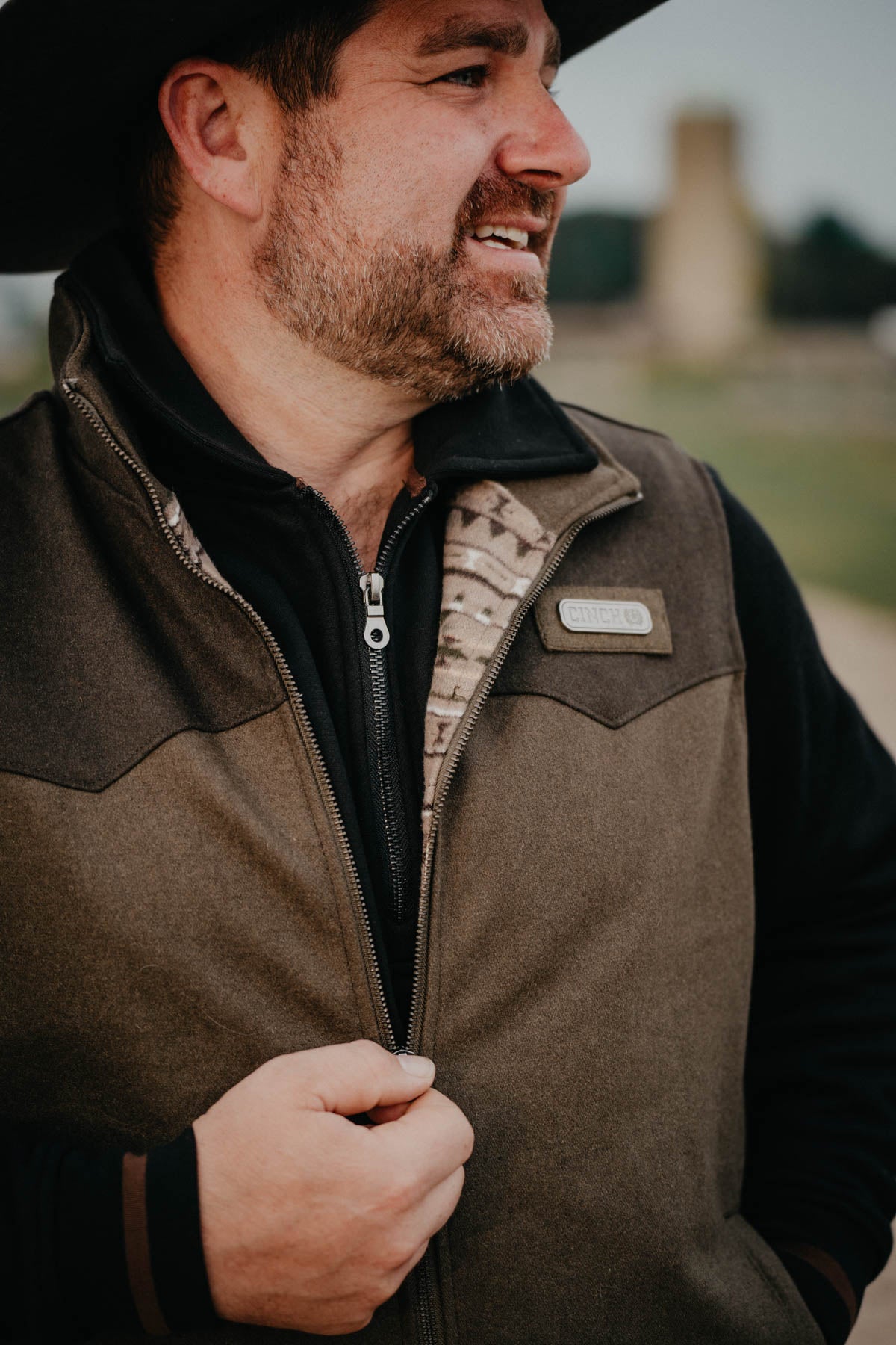 'Guthrie' Men's CINCH Olive 2 Tone Vest (S - XXL)