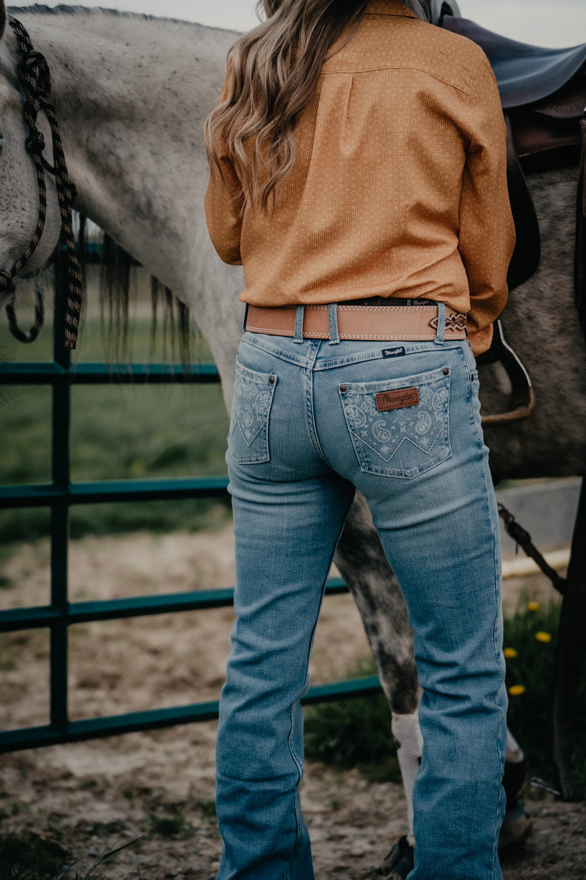 'Paige' Mid Rise Paisley Pocket Mae Bootcut Jean by Wrangler
