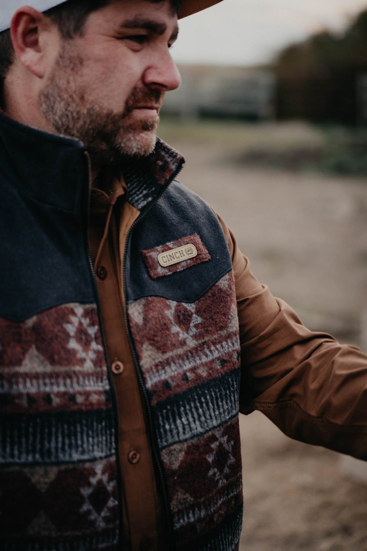 'Clay' Men's CINCH Burgundy Aztec Vest (XS - XXL)