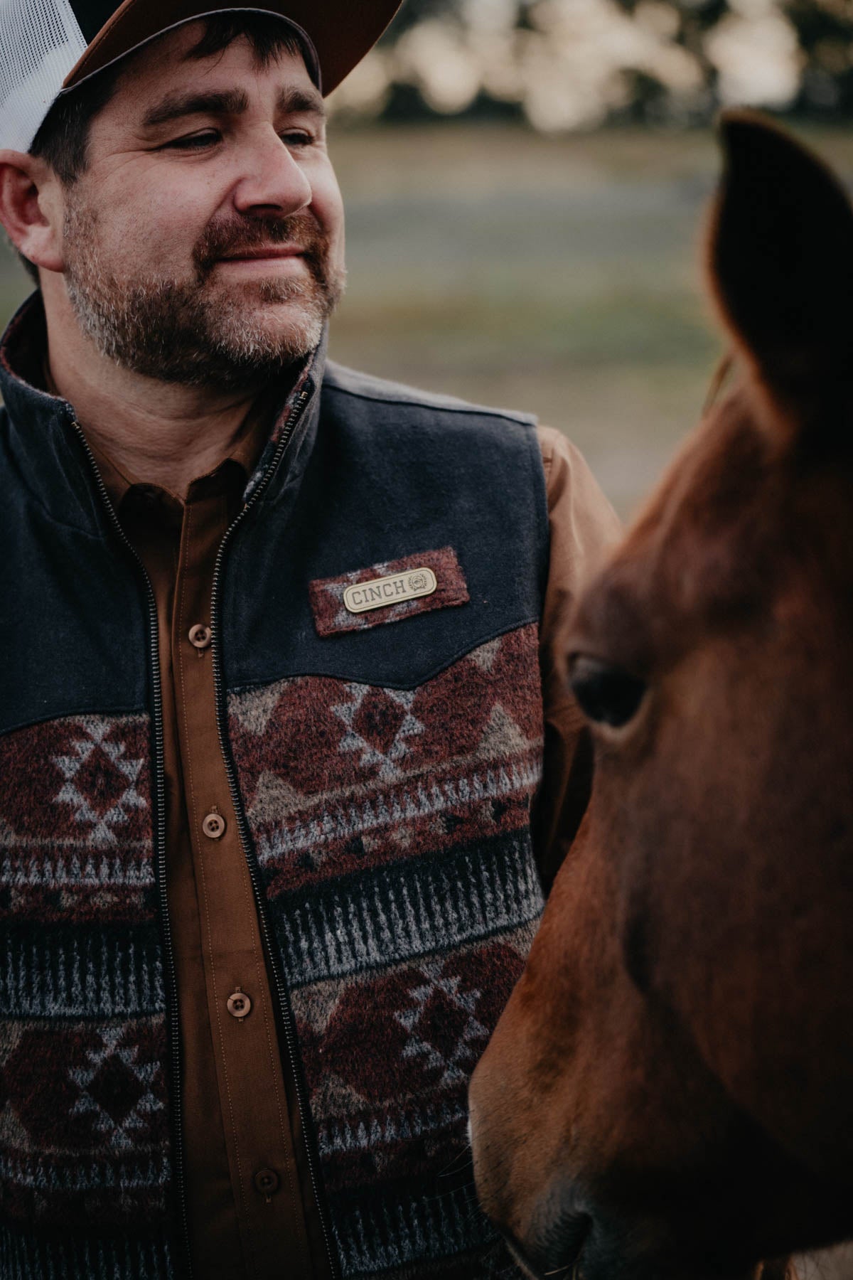 'Clay' Men's CINCH Burgundy Aztec Vest (XS - XXL)