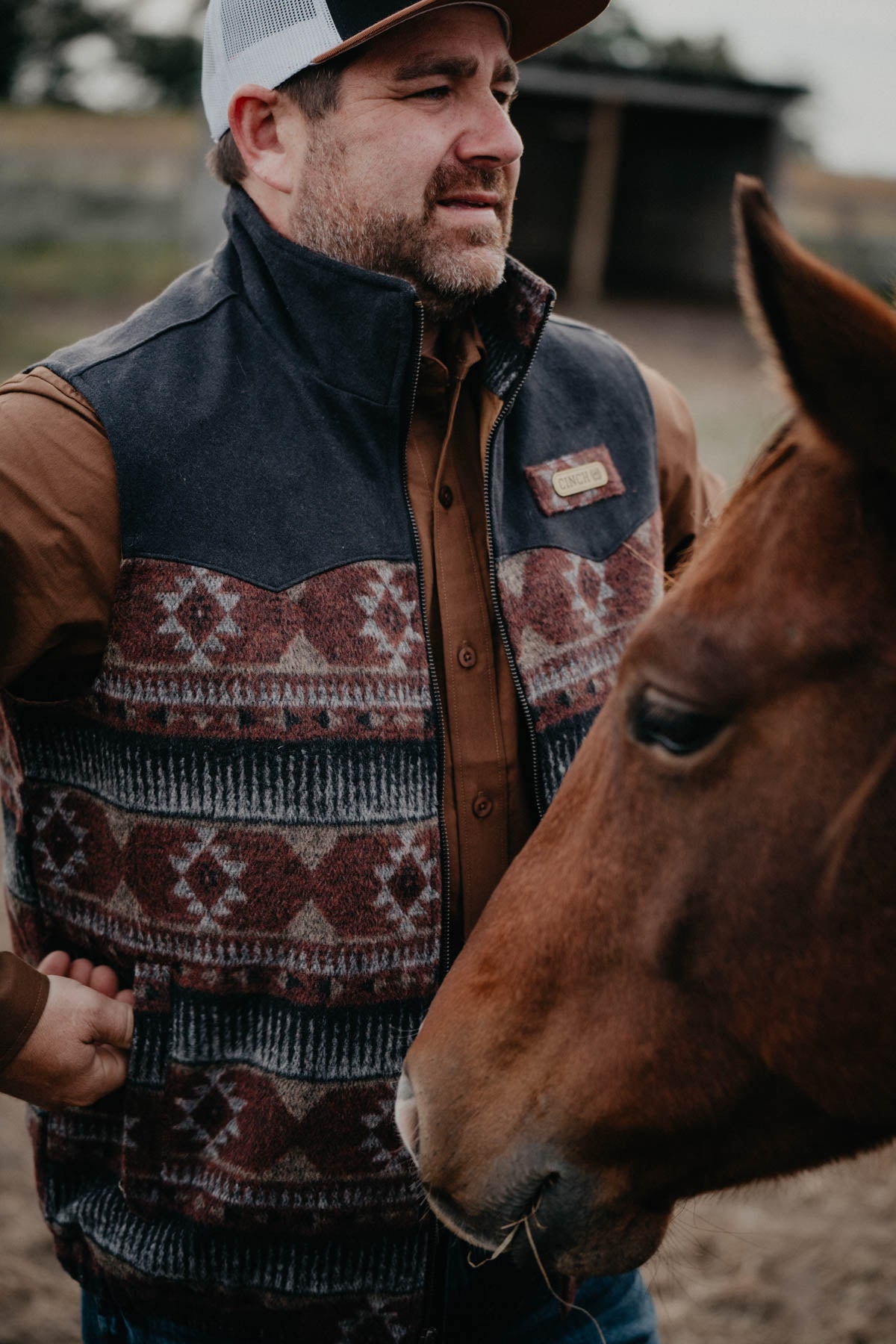 'Clay' Men's CINCH Burgundy Aztec Vest (XS - XXL)