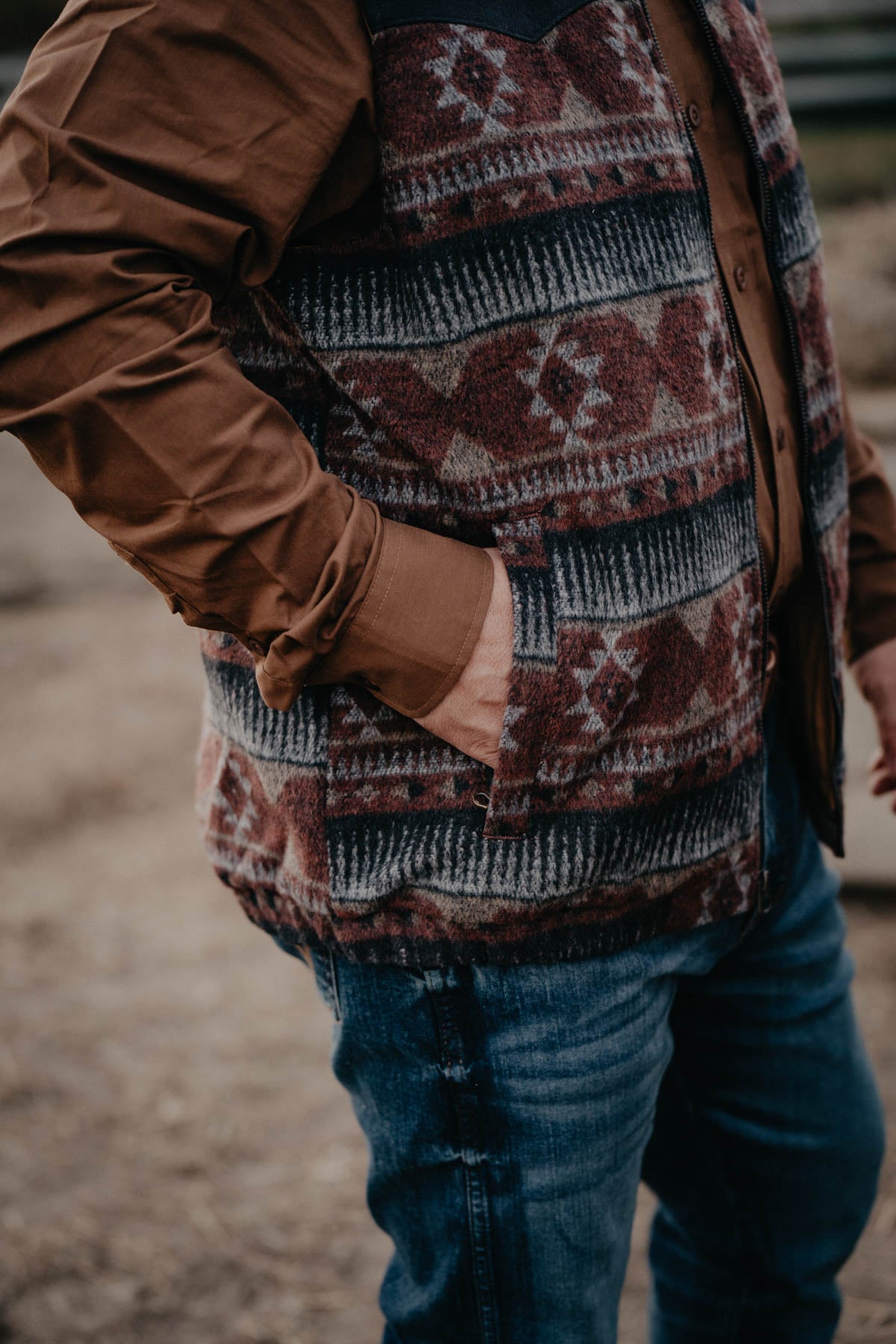 'Clay' Men's CINCH Burgundy Aztec Vest (XS - XXL)