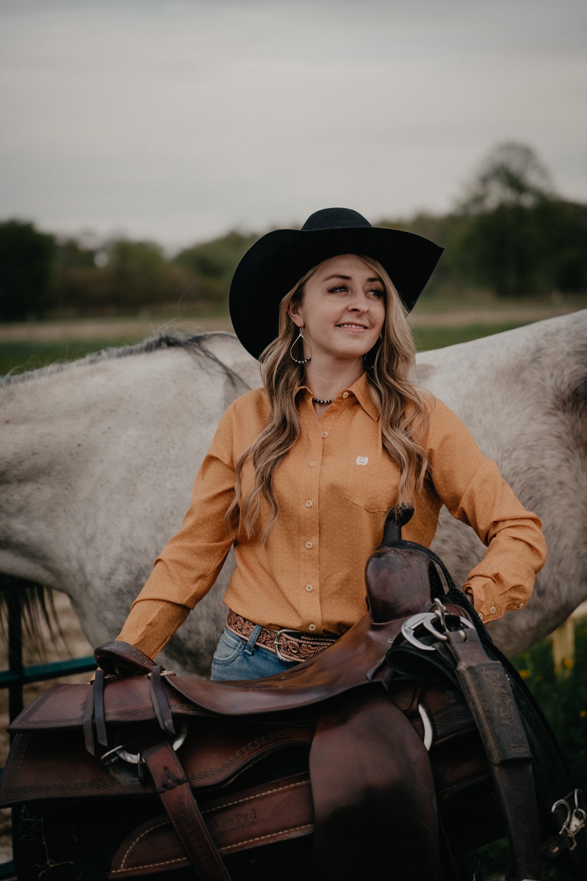 'Gold Butte' Women's CINCH Arenaflex Gold Western Button Up (1 XS & L Only)