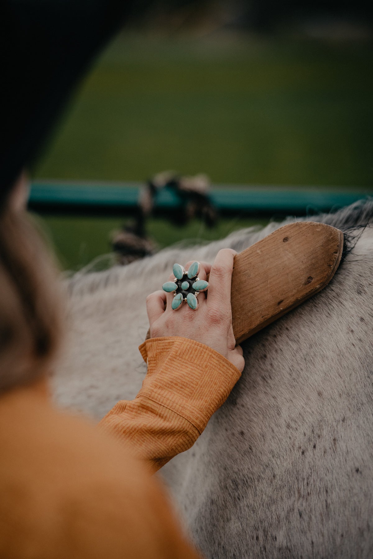 Flower Turquoise Sterling Adjustable Ring