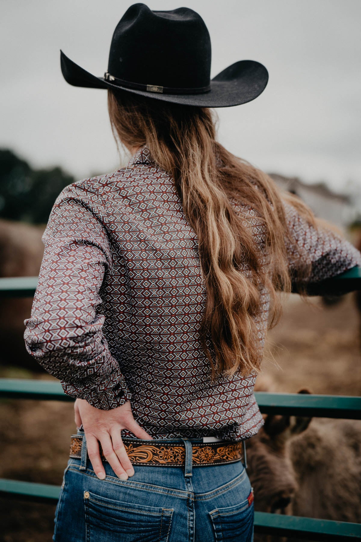 ‘Spur’ Women's CINCH Orange Southwestern Print Long Sleeve Button Up (XS - XXL)