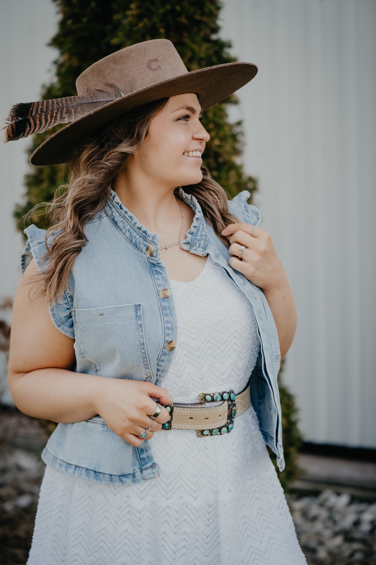 ‘Briella’ Denim Ruffle Sleeve Vest (S - L)
