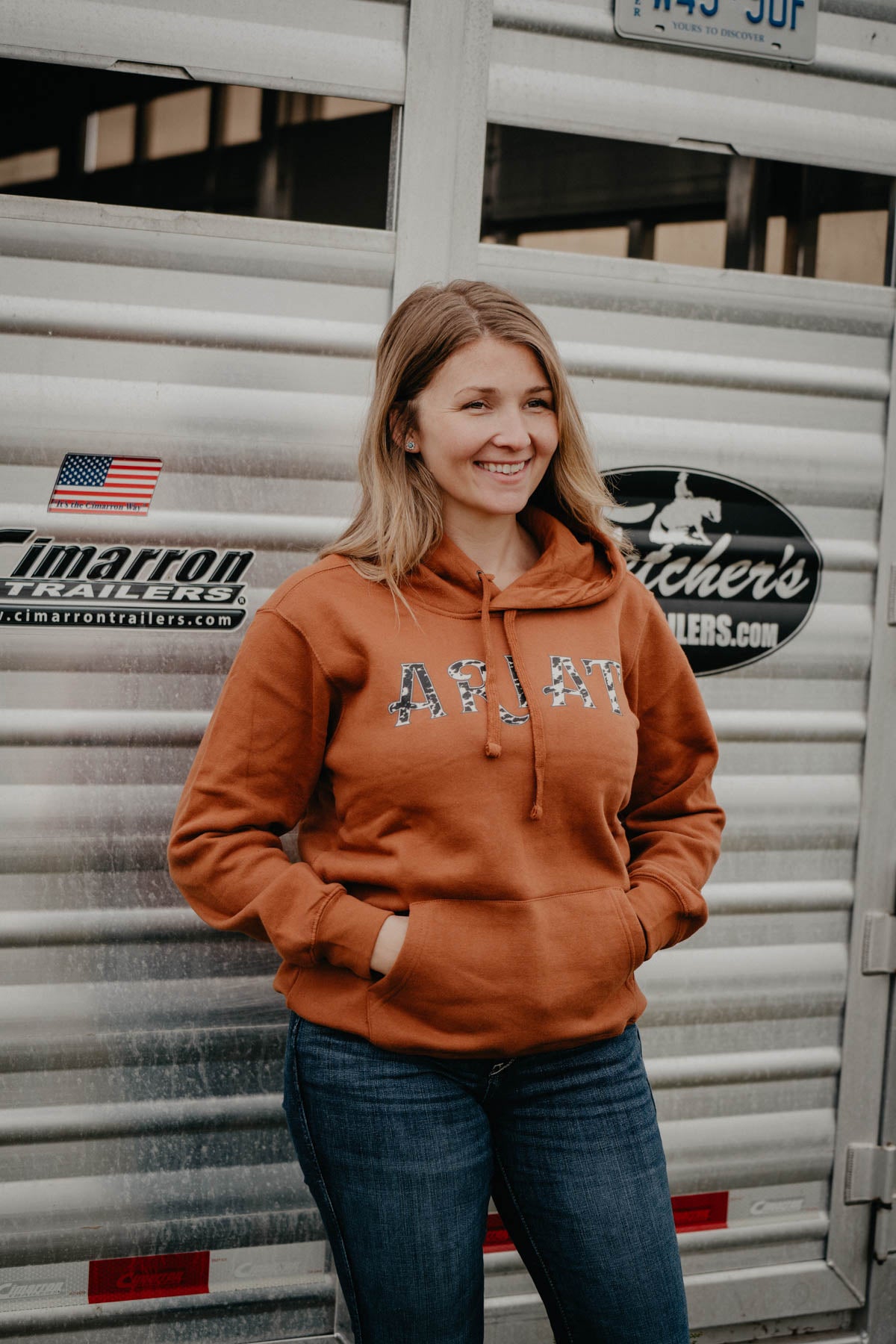 ‘Brinley’ Women's Ariat Cowprint Logo Hoodie (S-XXL)