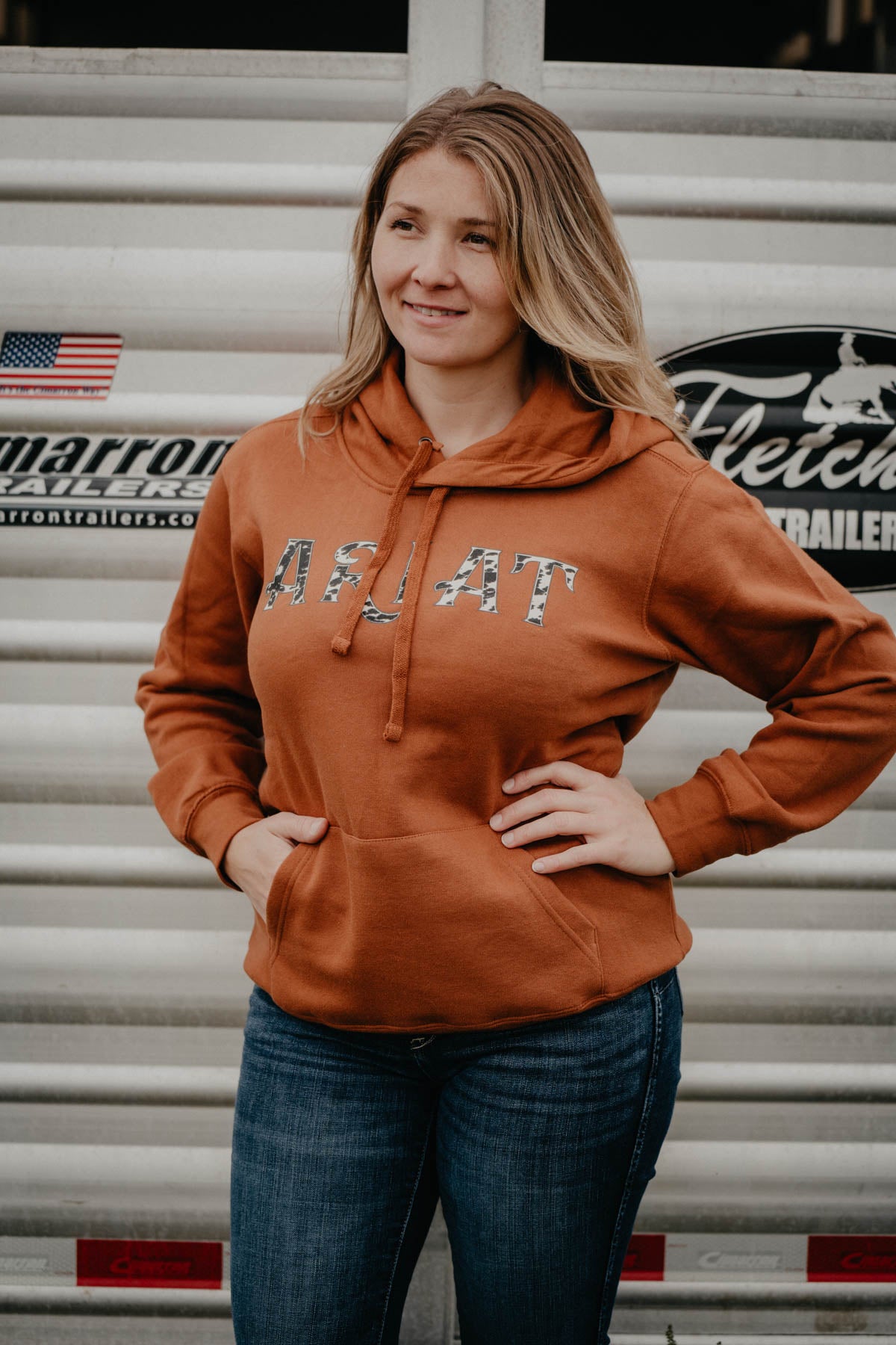 ‘Brinley’ Women's Ariat Cowprint Logo Hoodie (S-XXL)