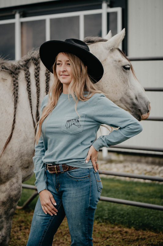 'Wind River' Horse CC Exclusive Long Sleeve Pocket T (One S Only)