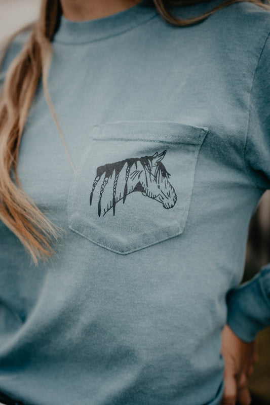 'Wind River' Horse CC Exclusive Long Sleeve Pocket T (One S Only)