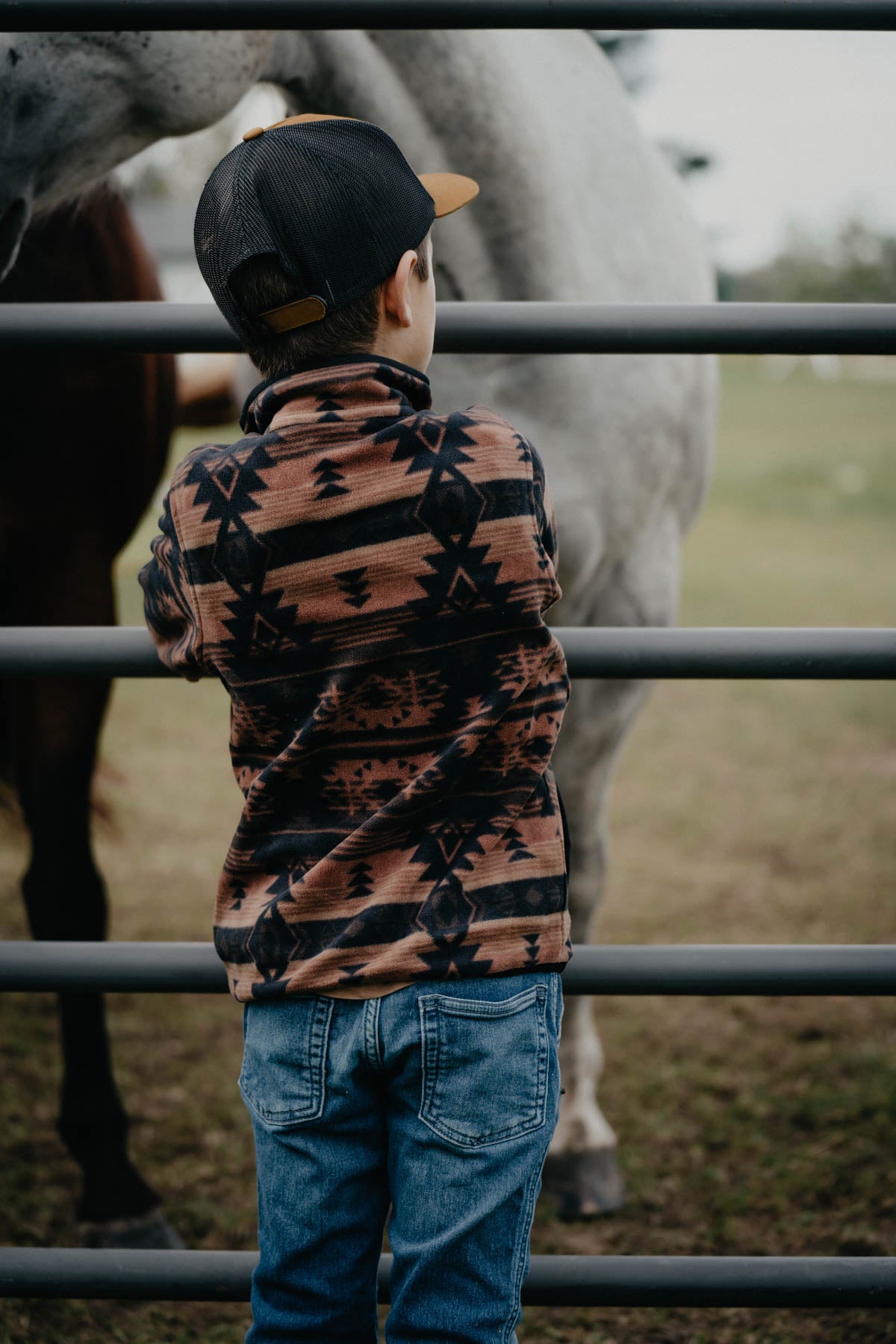 Boy's CINCH Black/Brown Aztec Fleece Pullover (XS - XL)