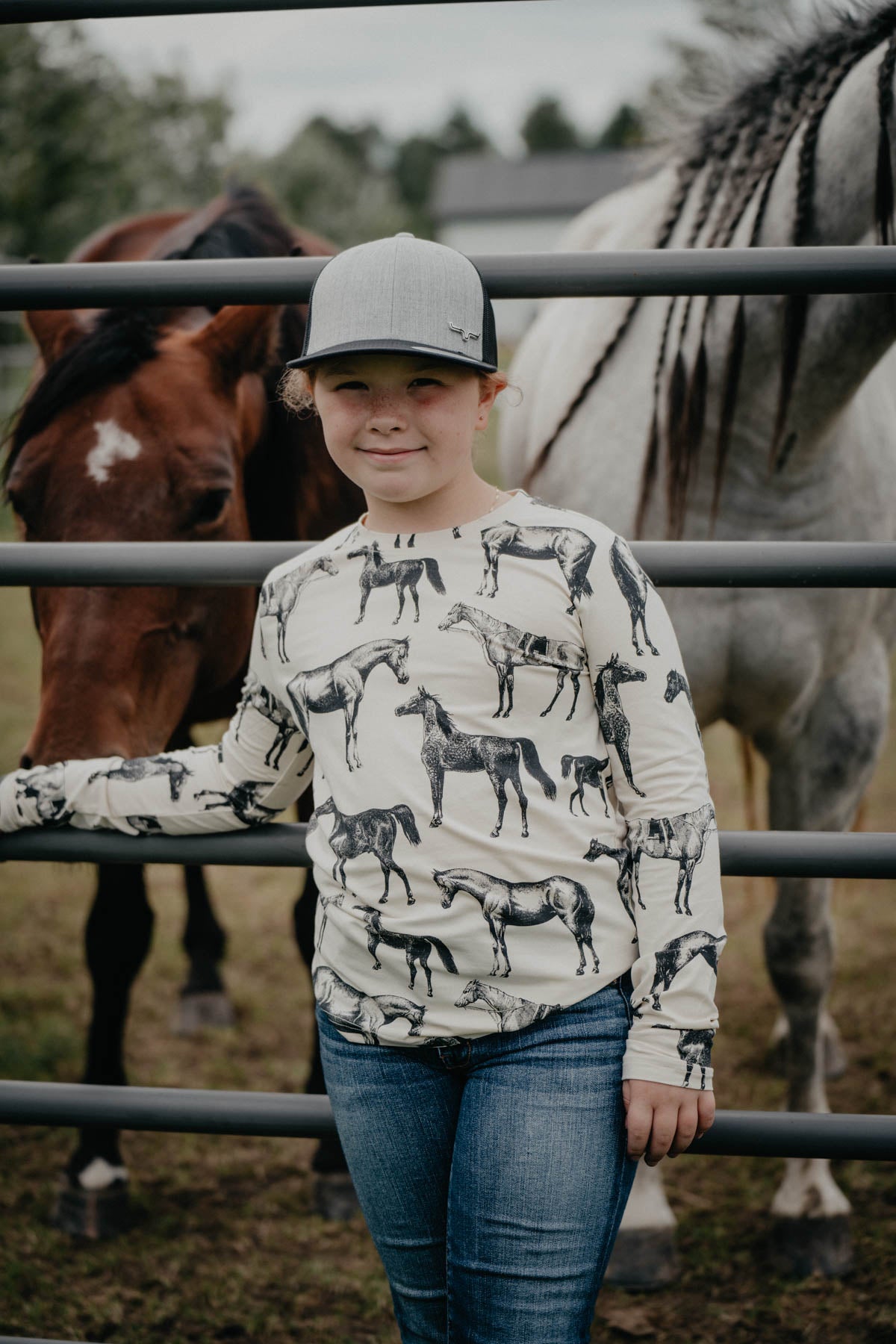 'The Filly' Girls Ariat Horse Print Long Sleeve Shirt