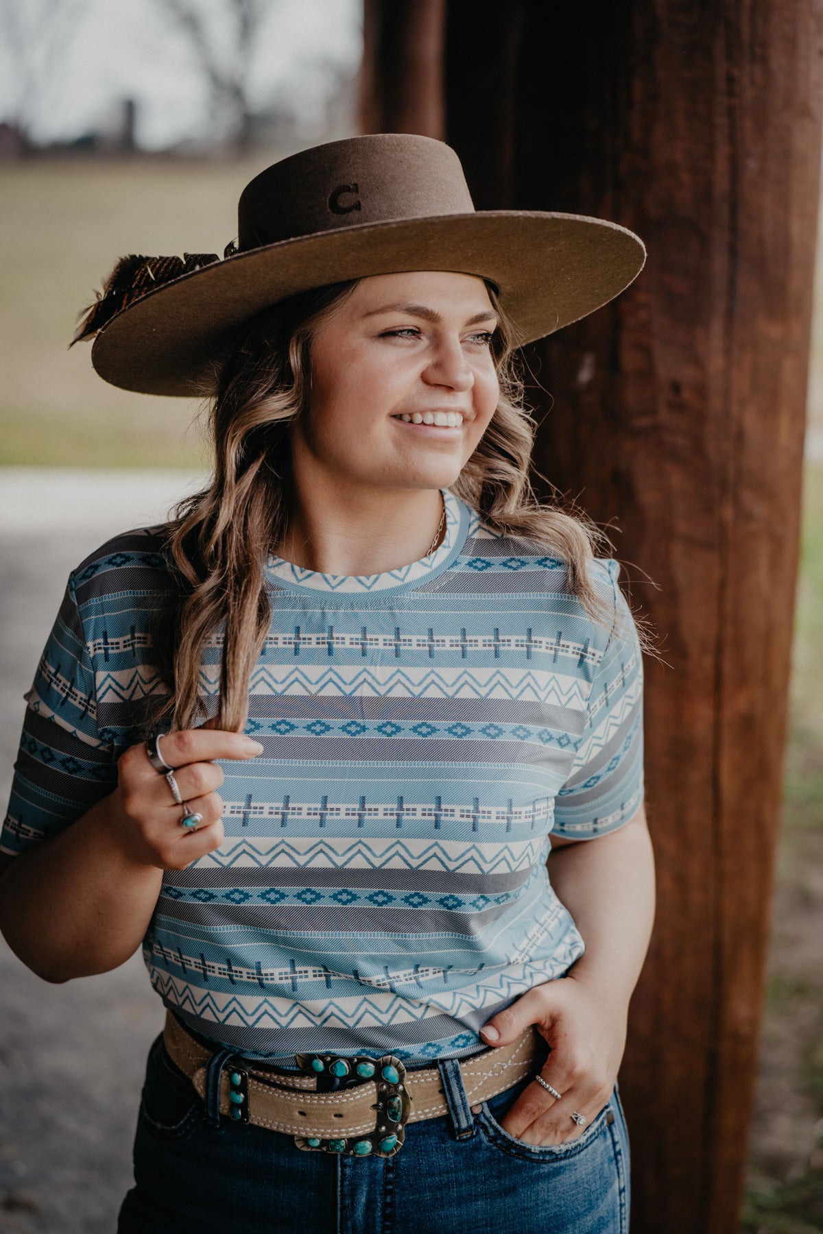 'Shayla' CINCH Womens Blue Athletic Tee (XS-XXL)
