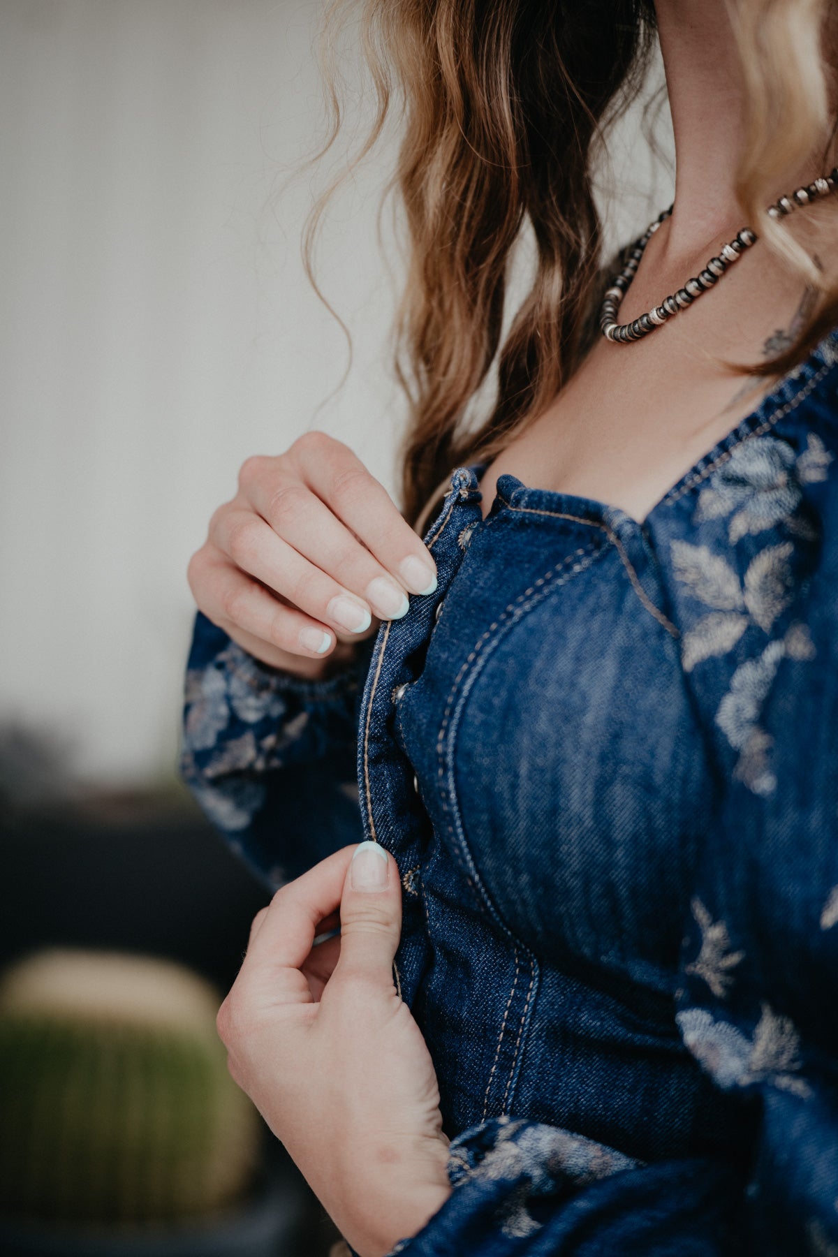 'Frances' Wrangler Denim Cropped Blouse (S-XL)