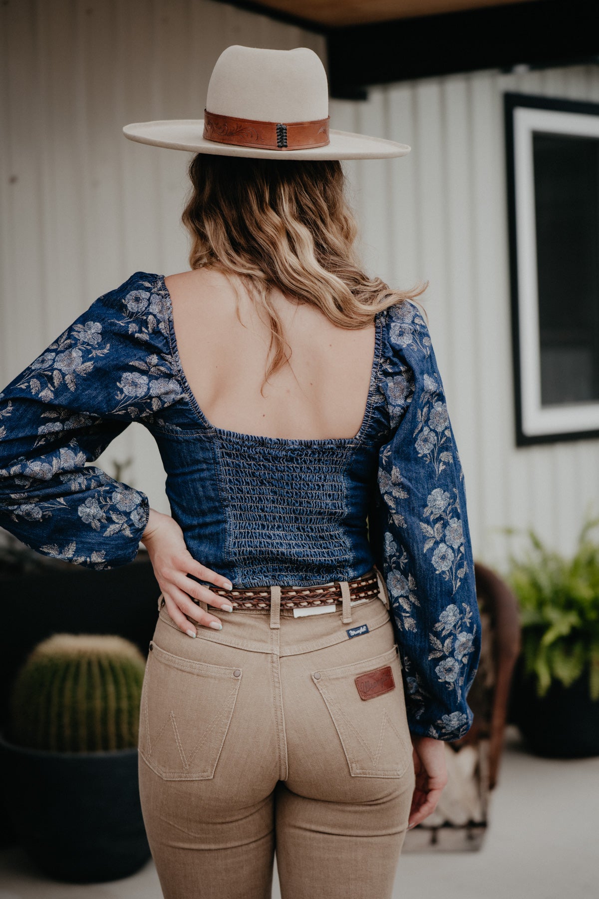 'Frances' Wrangler Denim Cropped Blouse (S-XL)