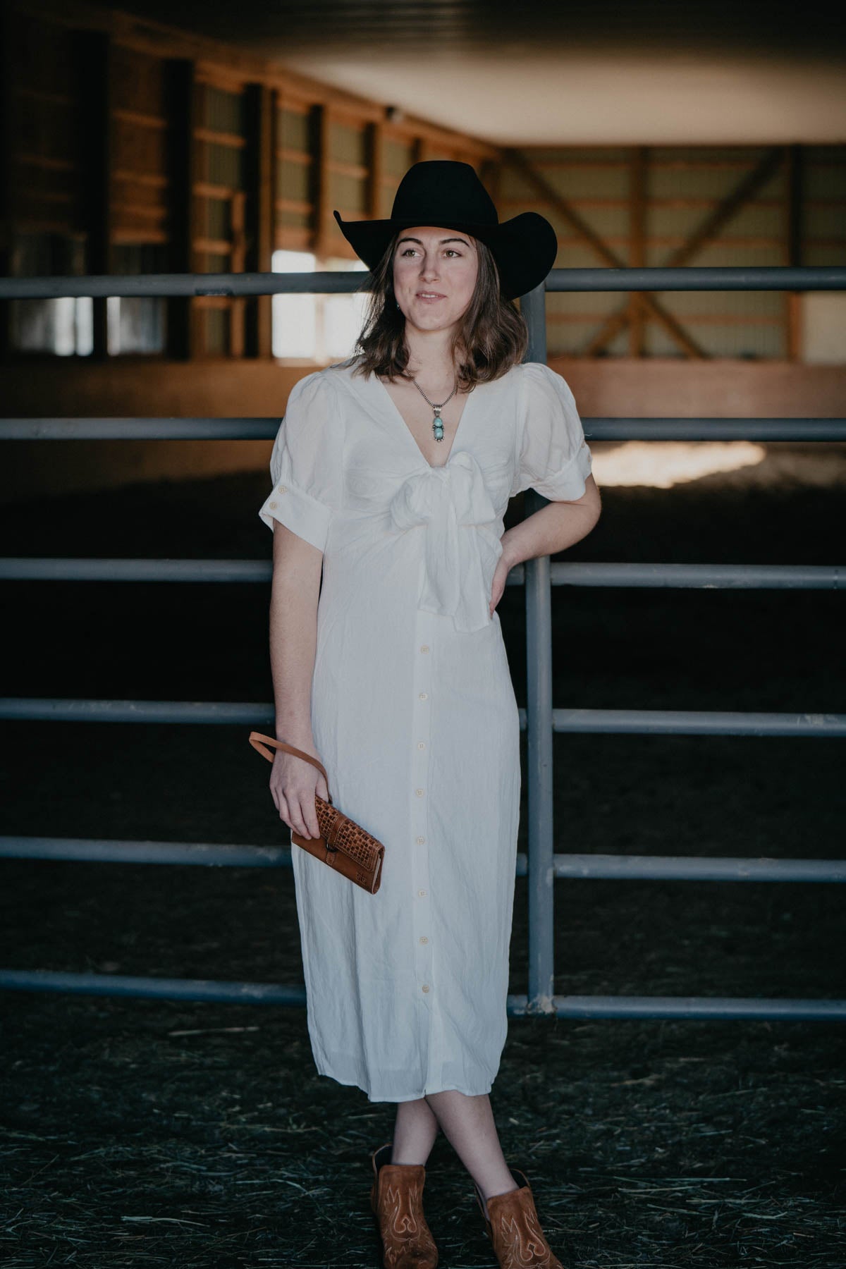 'Daphine' White Button Down Short Sleeve Dress (S ONLY)