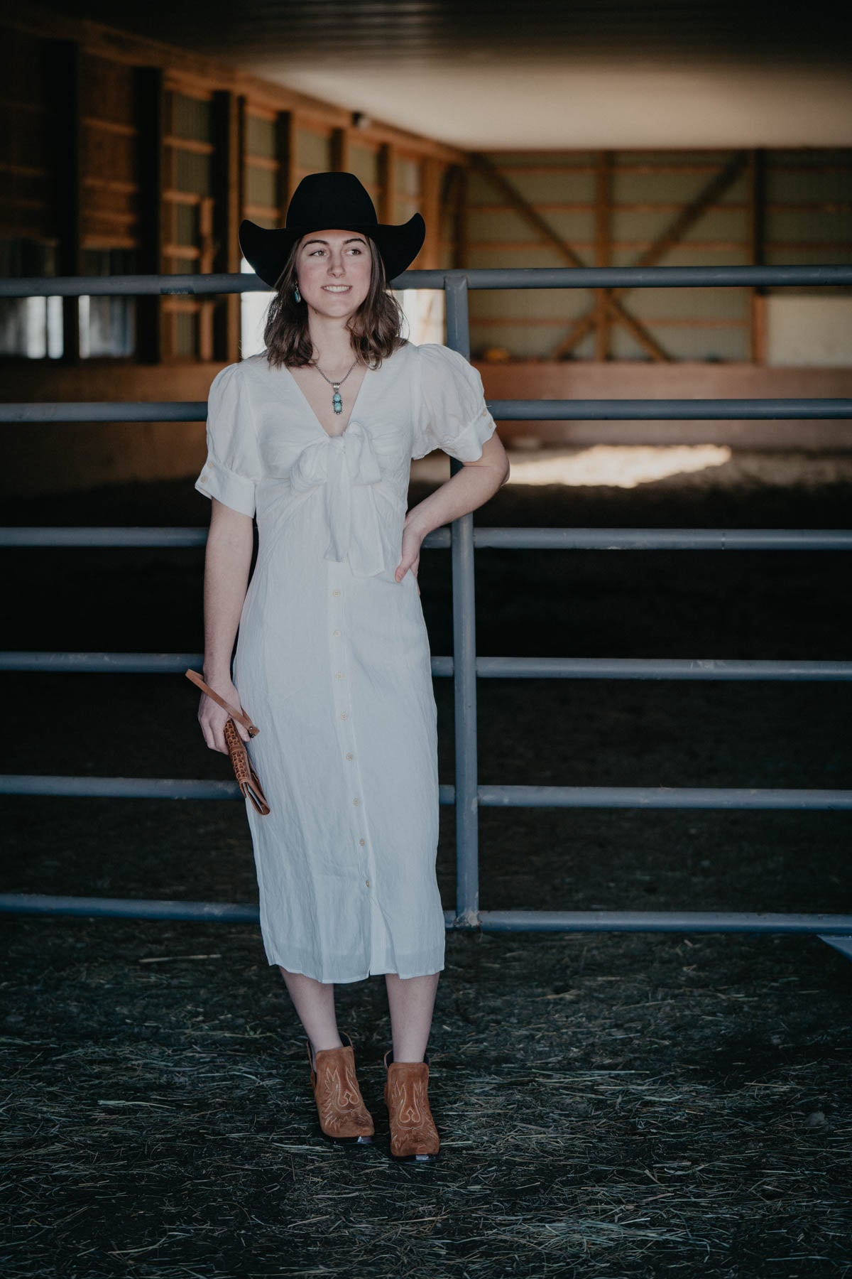 'Daphine' White Button Down Short Sleeve Dress (S ONLY)