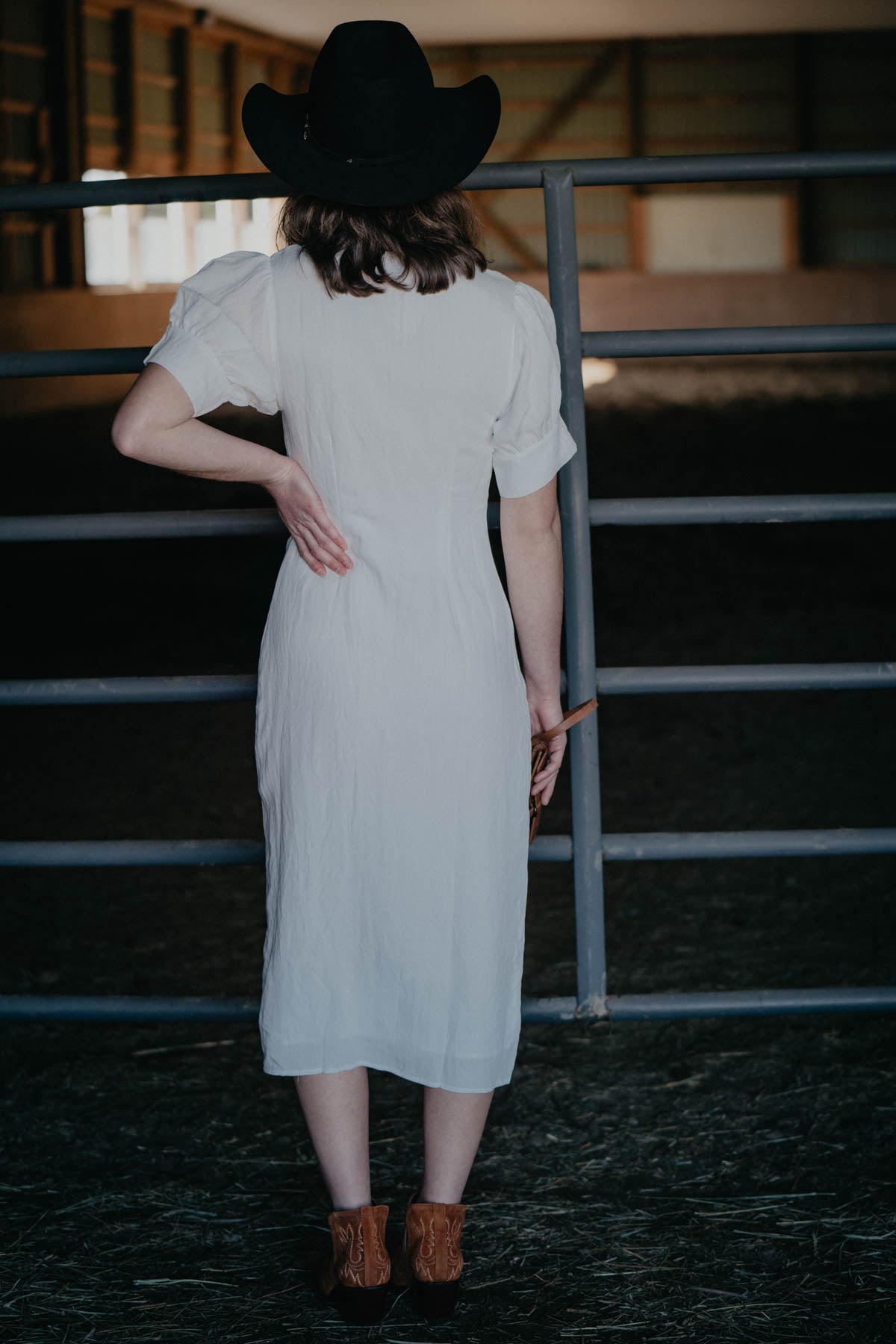 'Daphine' White Button Down Short Sleeve Dress (S ONLY)