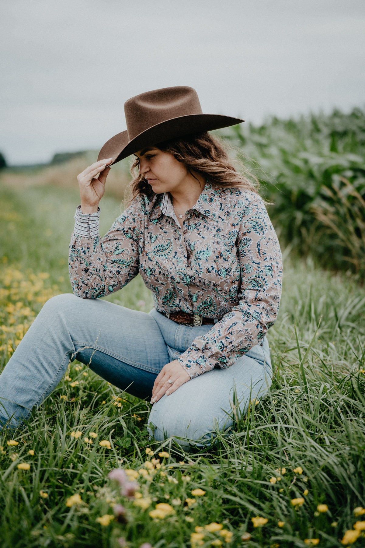 'Charlotte' Women's Long Sleeve Button Up Brown (XS-XXL)