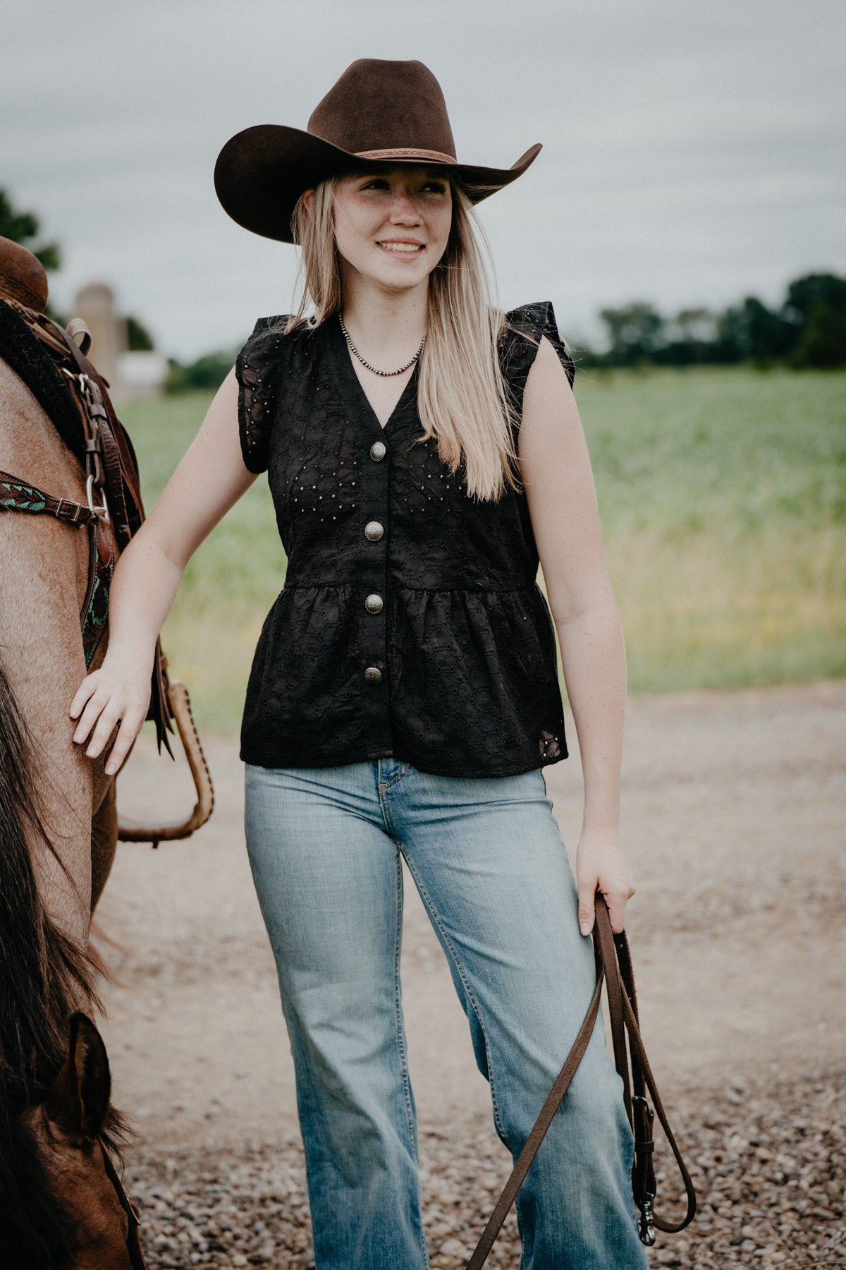 'Nora' Women's Eyelet Blouse (1 XS & 1 XXL Only)
