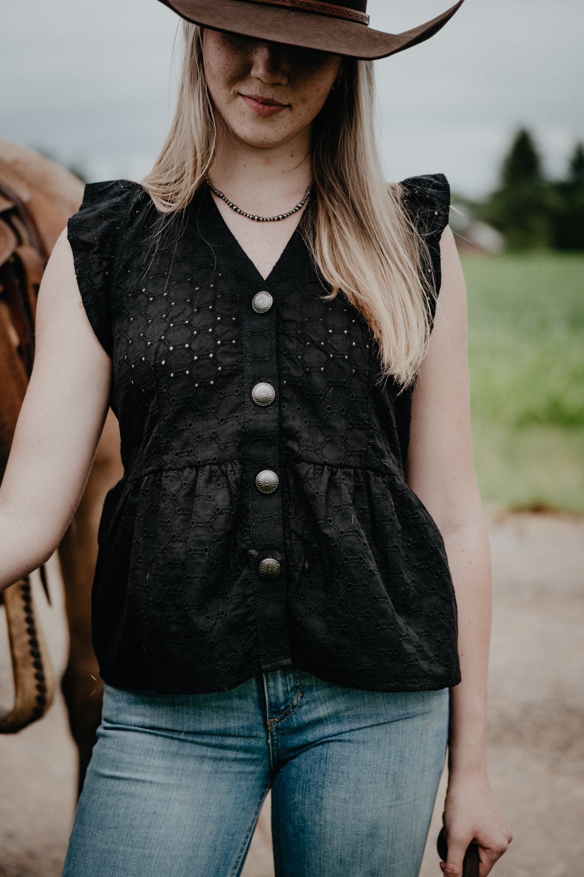 'Nora' Women's Eyelet Blouse (1 XS & 1 XXL Only)
