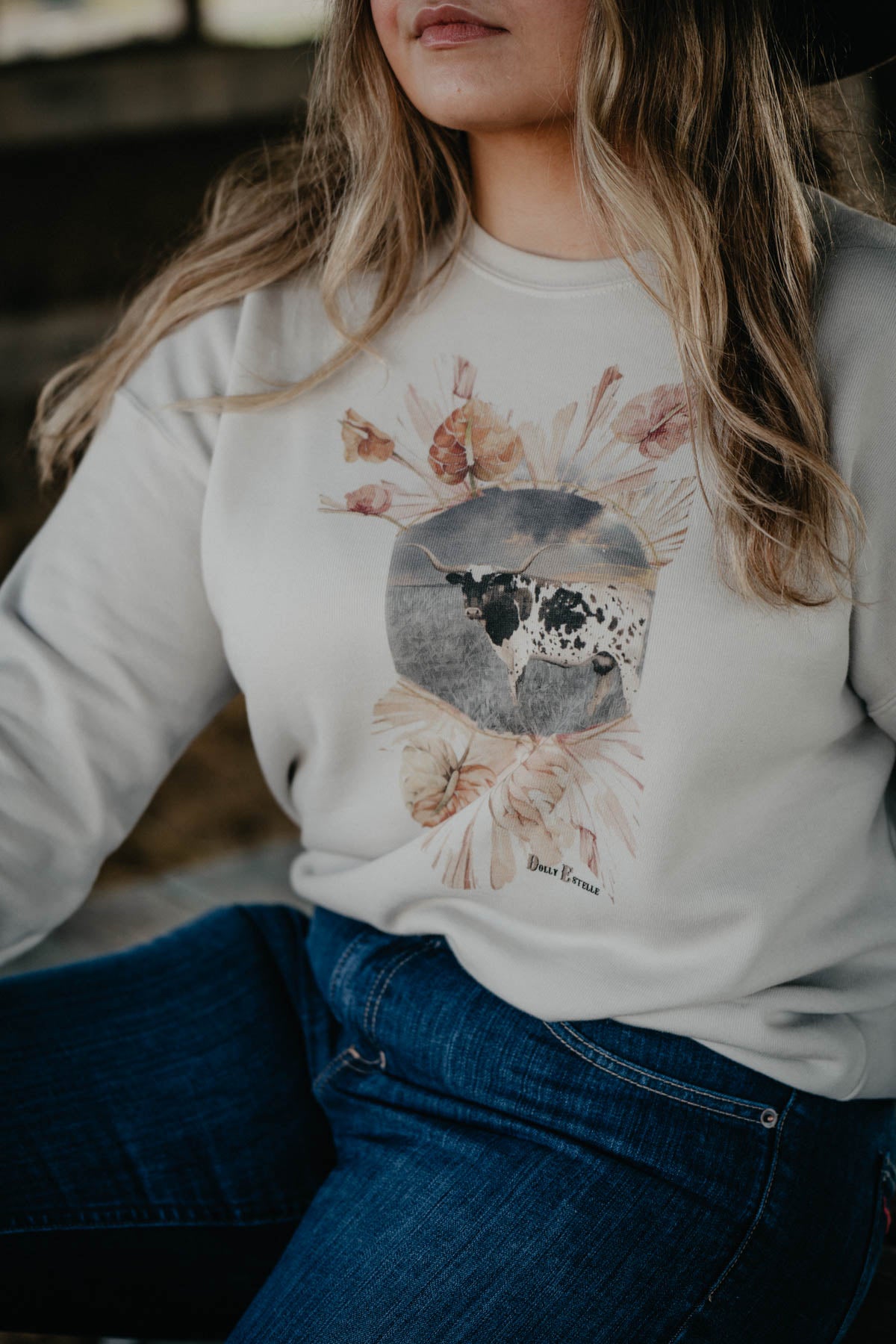 'Old Timer' Boho Longhorn Pullover Sweatshirt (XS - XXL)