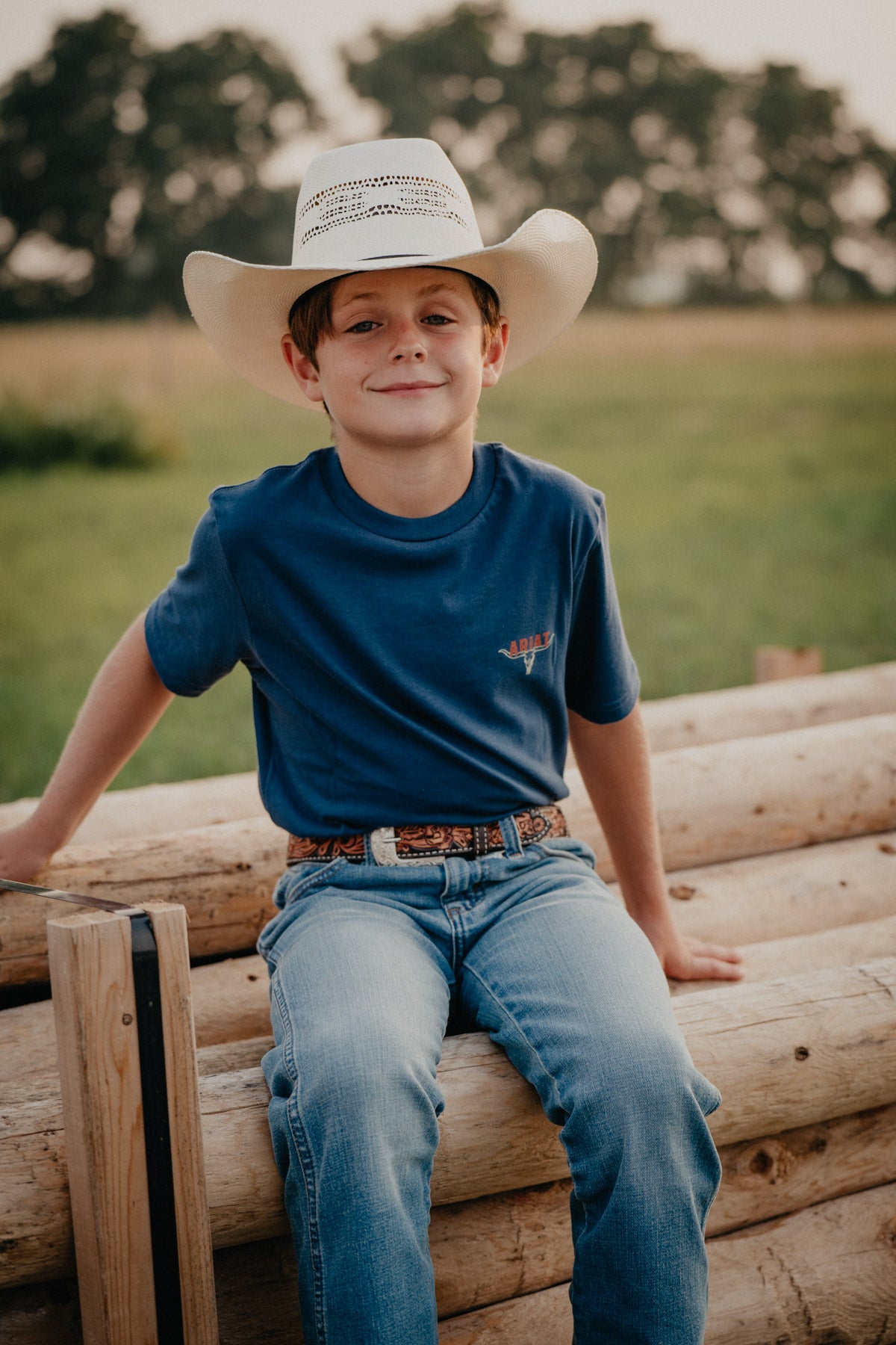 'Space Blue' Ariat Ranch Tough Boys T-Shirt (XS-XL)