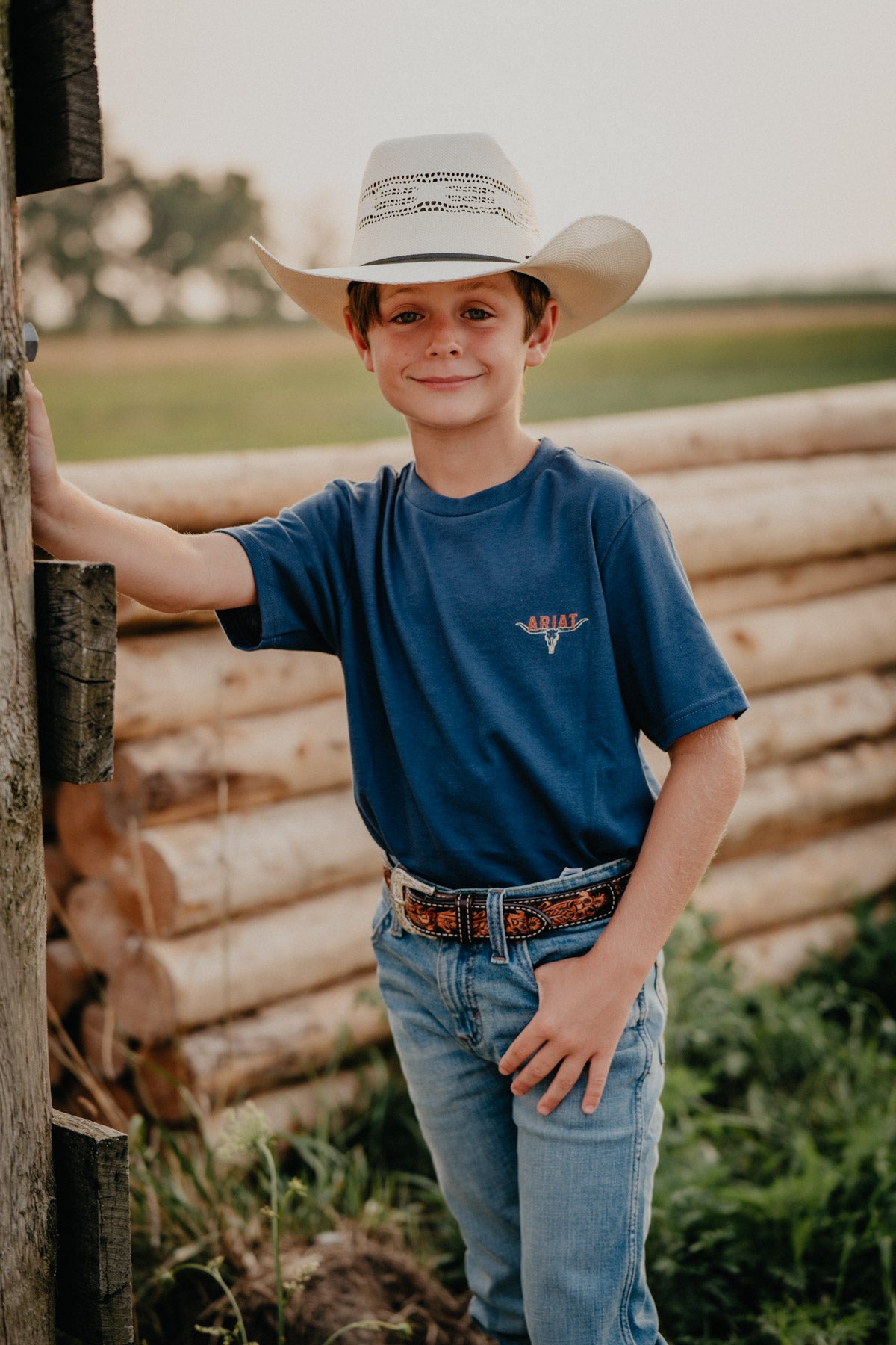 'Space Blue' Ariat Ranch Tough Boys T-Shirt (XS-XL)