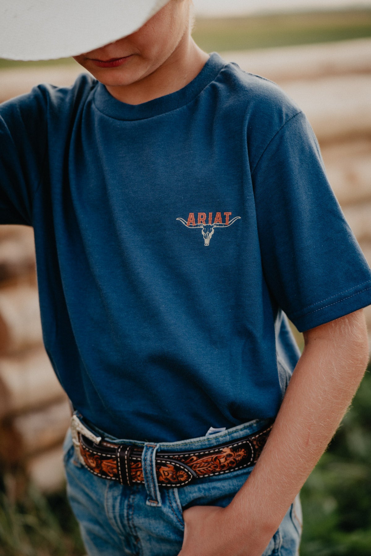 'Space Blue' Ariat Ranch Tough Boys T-Shirt (XS-XL)